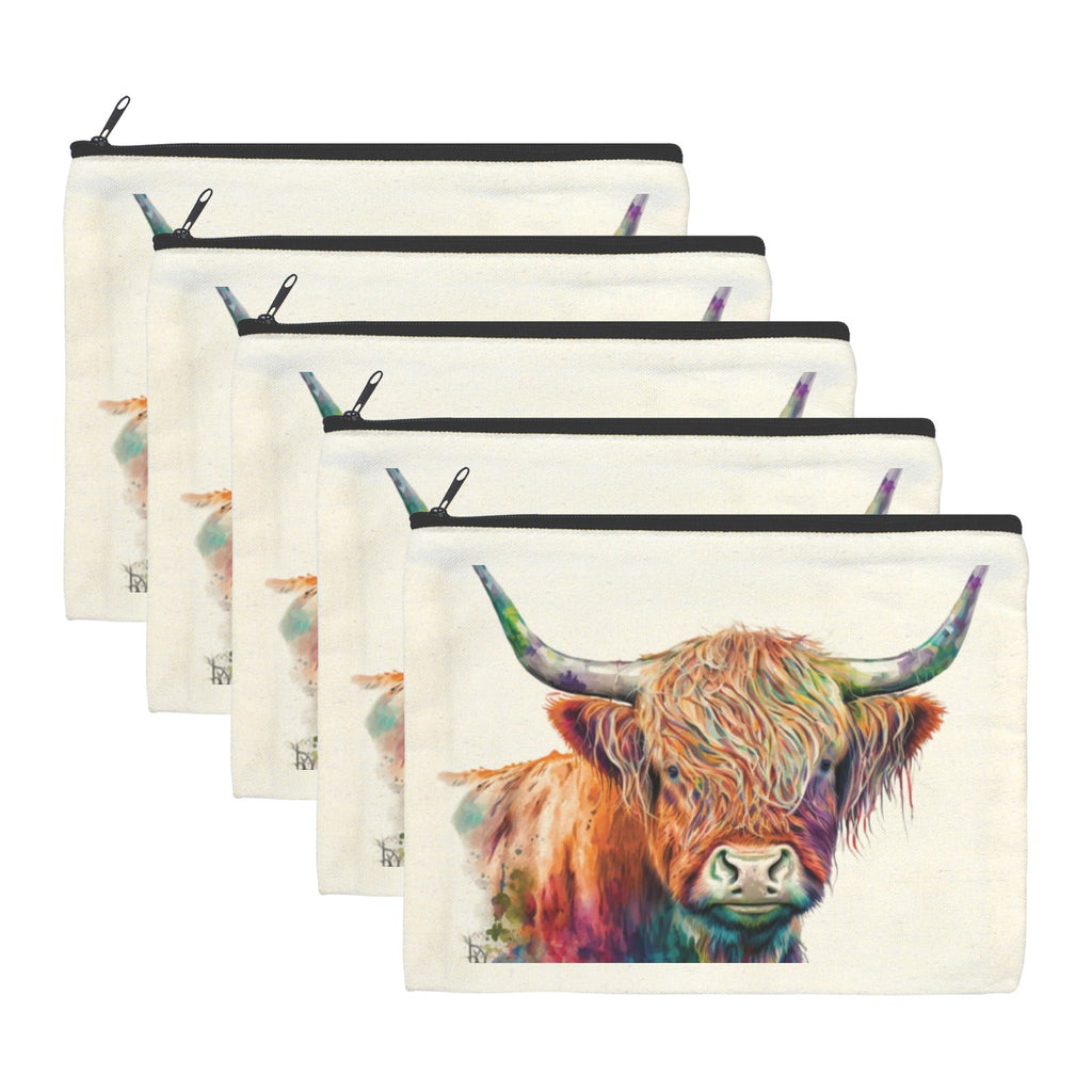 Watercolor Highland Cosmetic Bag Pack of 5 Made in America