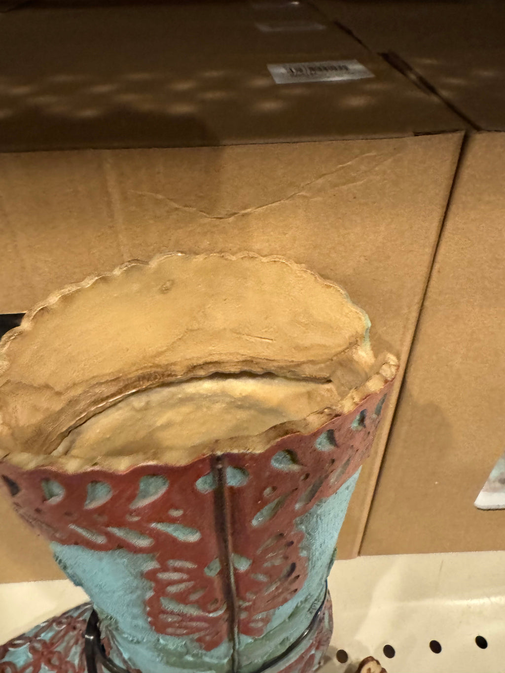 RA4145 Cactus Tooled Boot Vase