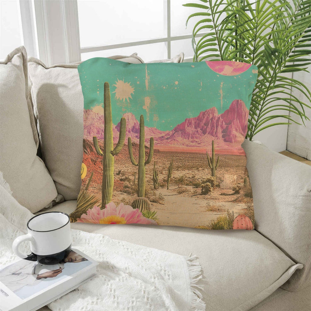 Baha Ranch Retro Pop Western Purple Mountain Desert Pillow Case Made in America
