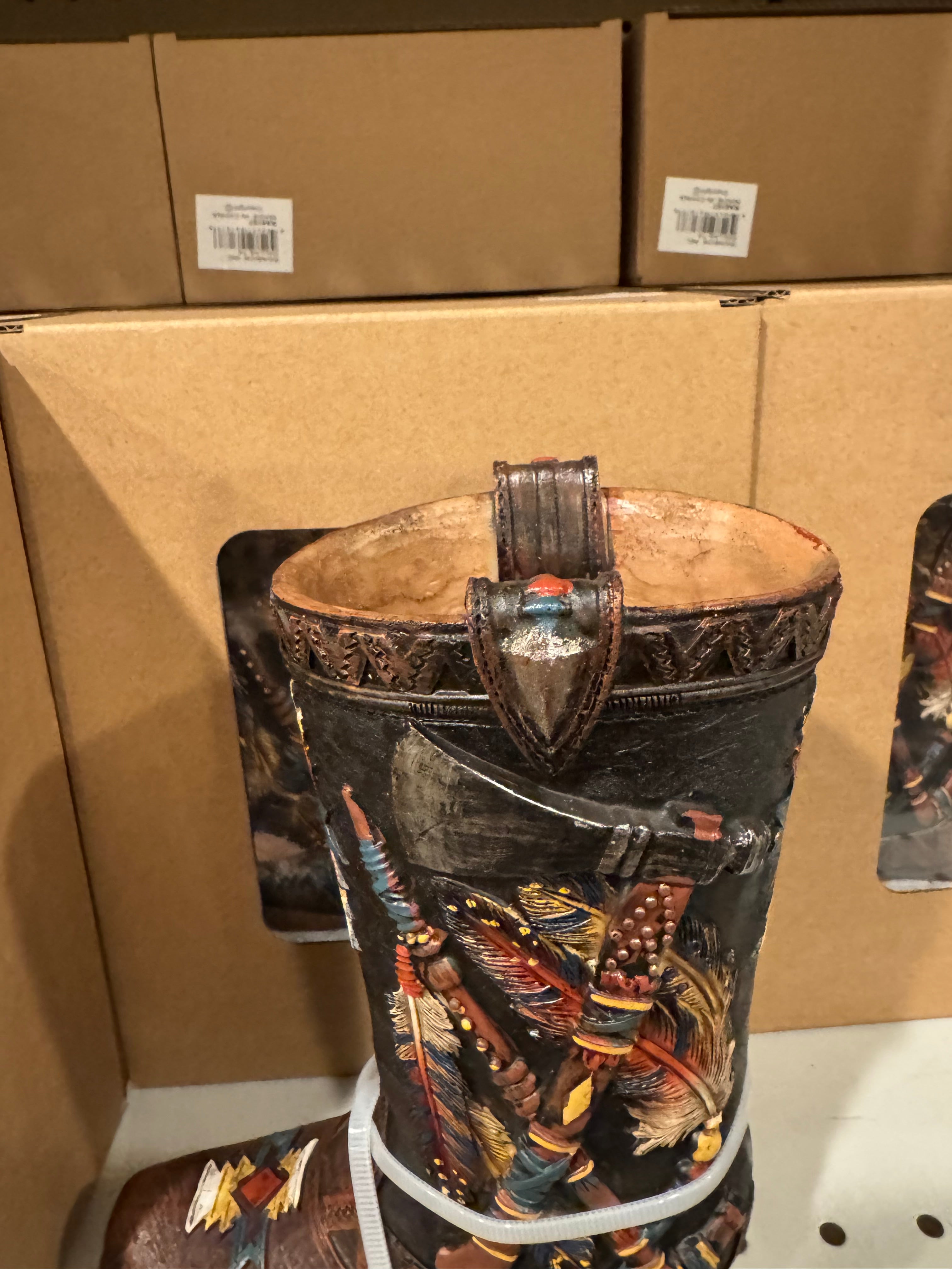 RA6187 Native Tomahawk Boot Vase