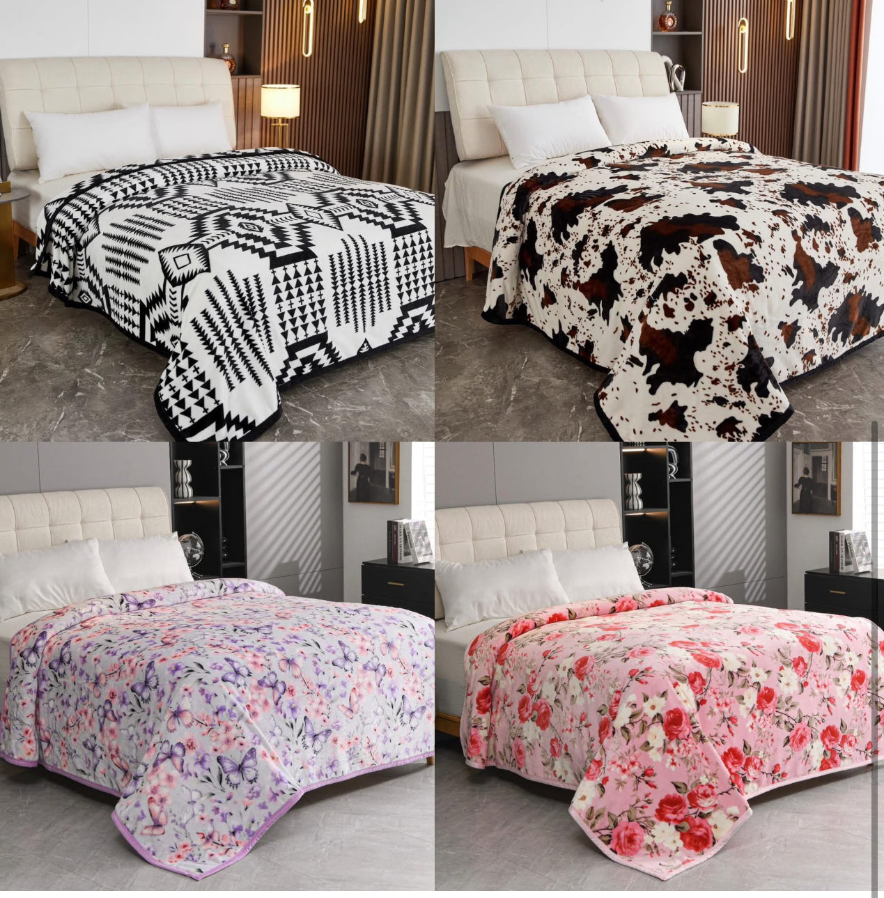 Random Assortment of 5 Super Plush Blankets