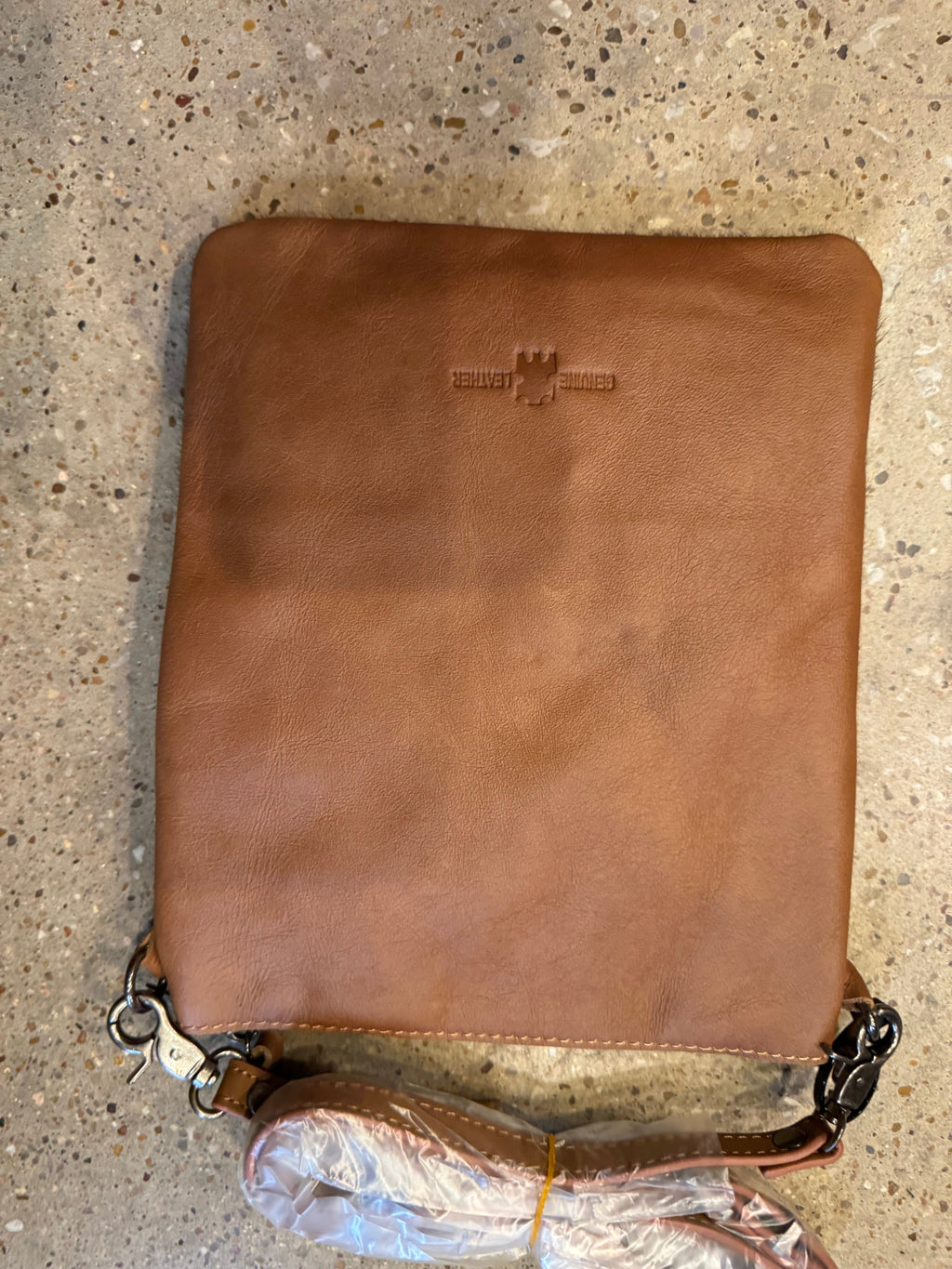 Cowhide Studded Tooled Crossbody