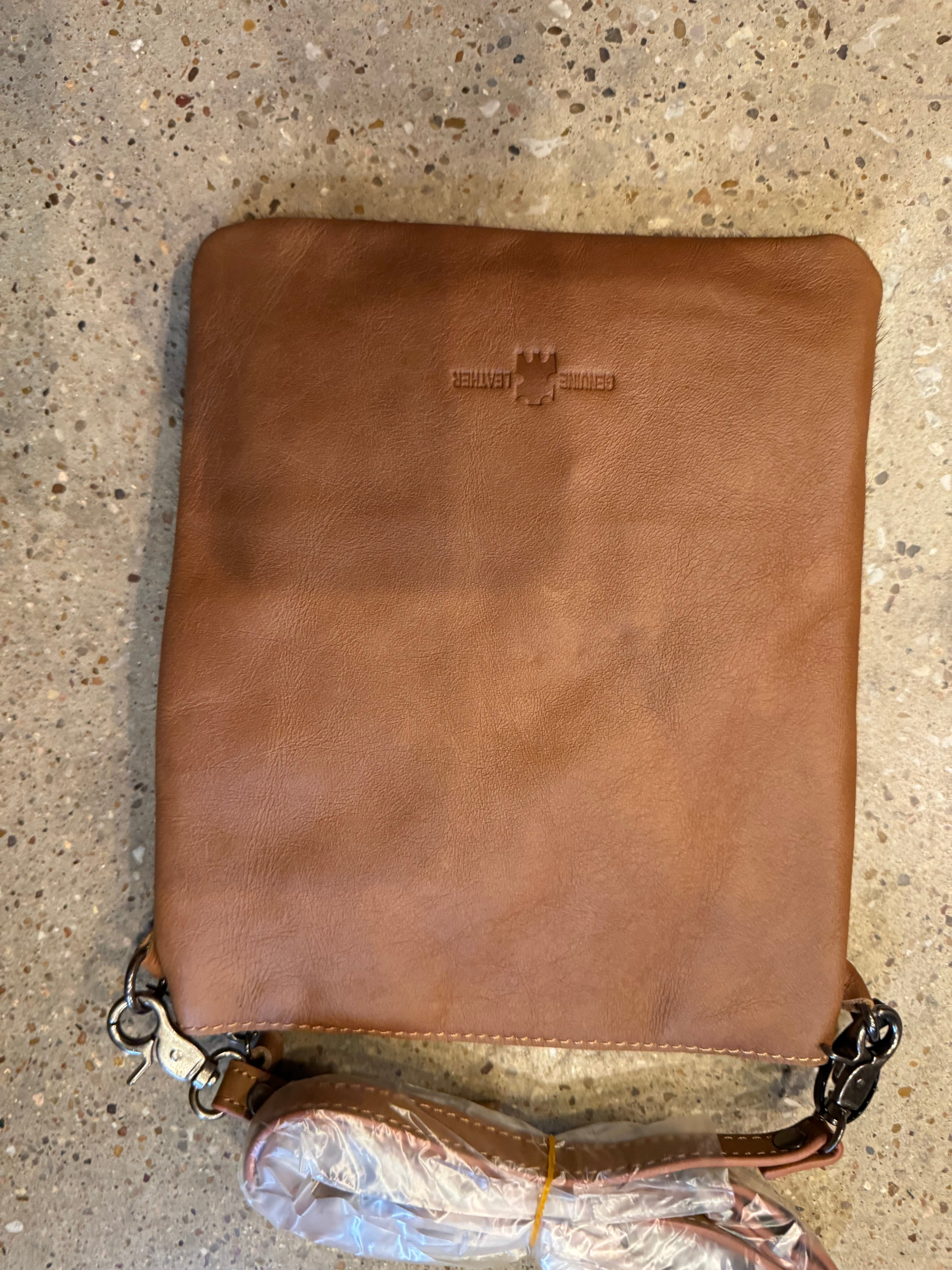 Cowhide Studded Tooled Crossbody
