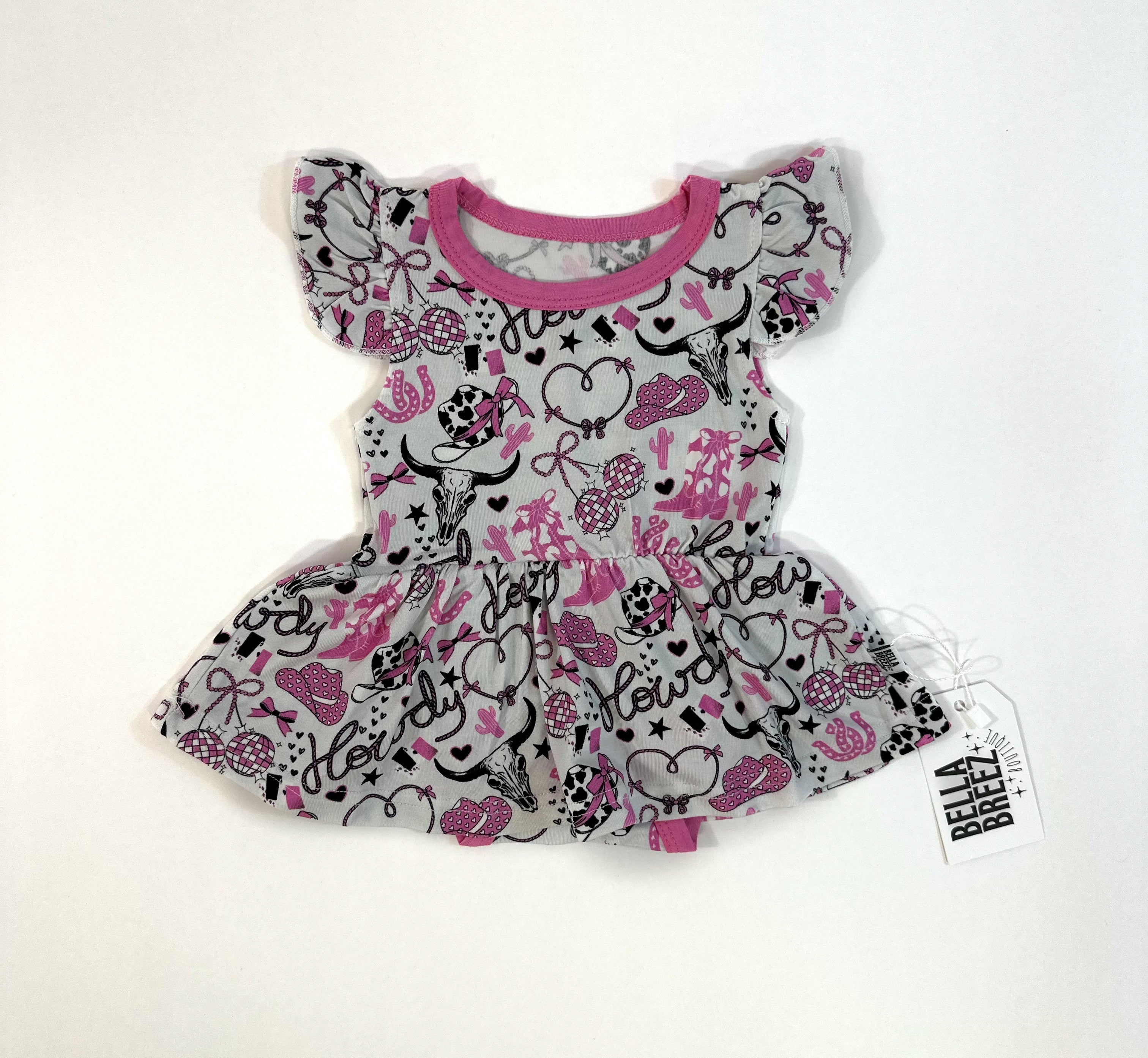 Pink Howdy Bamboo Skirted Romper