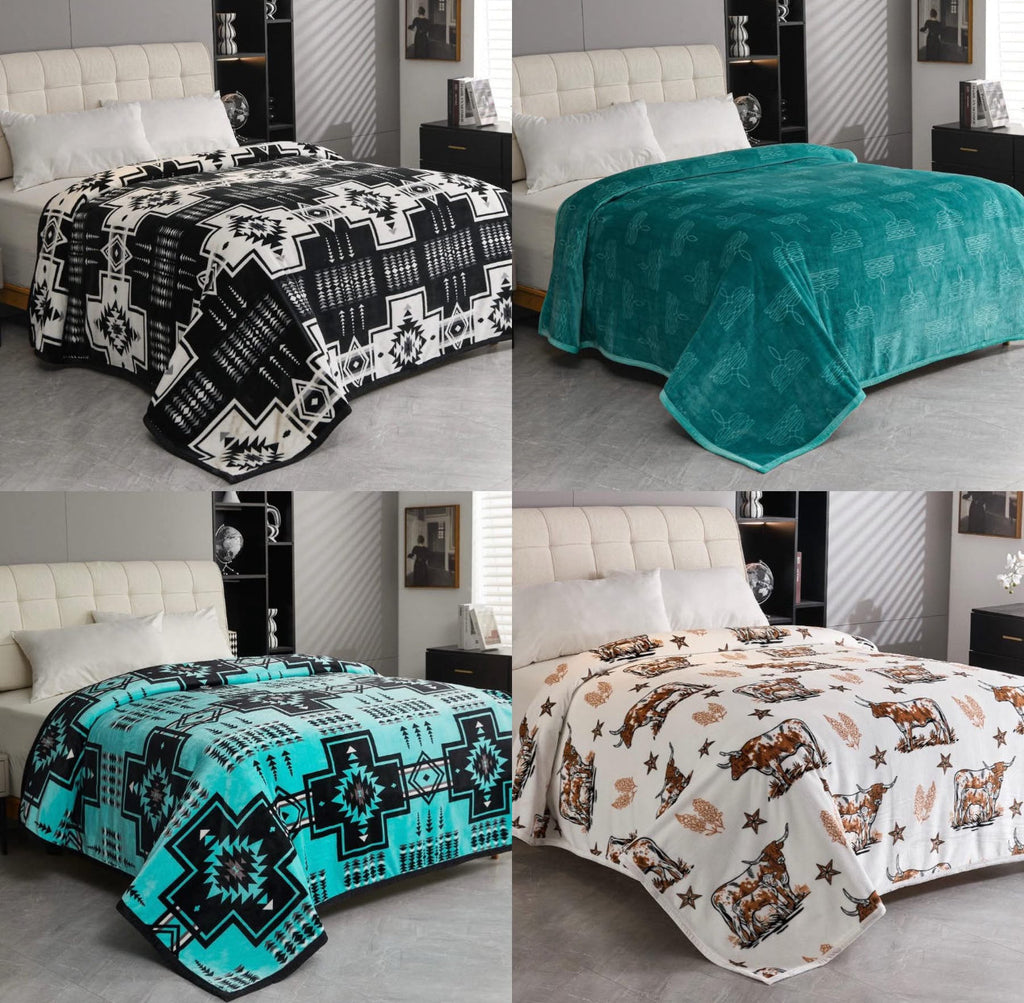 Random Assortment of 5 Super Plush Blankets