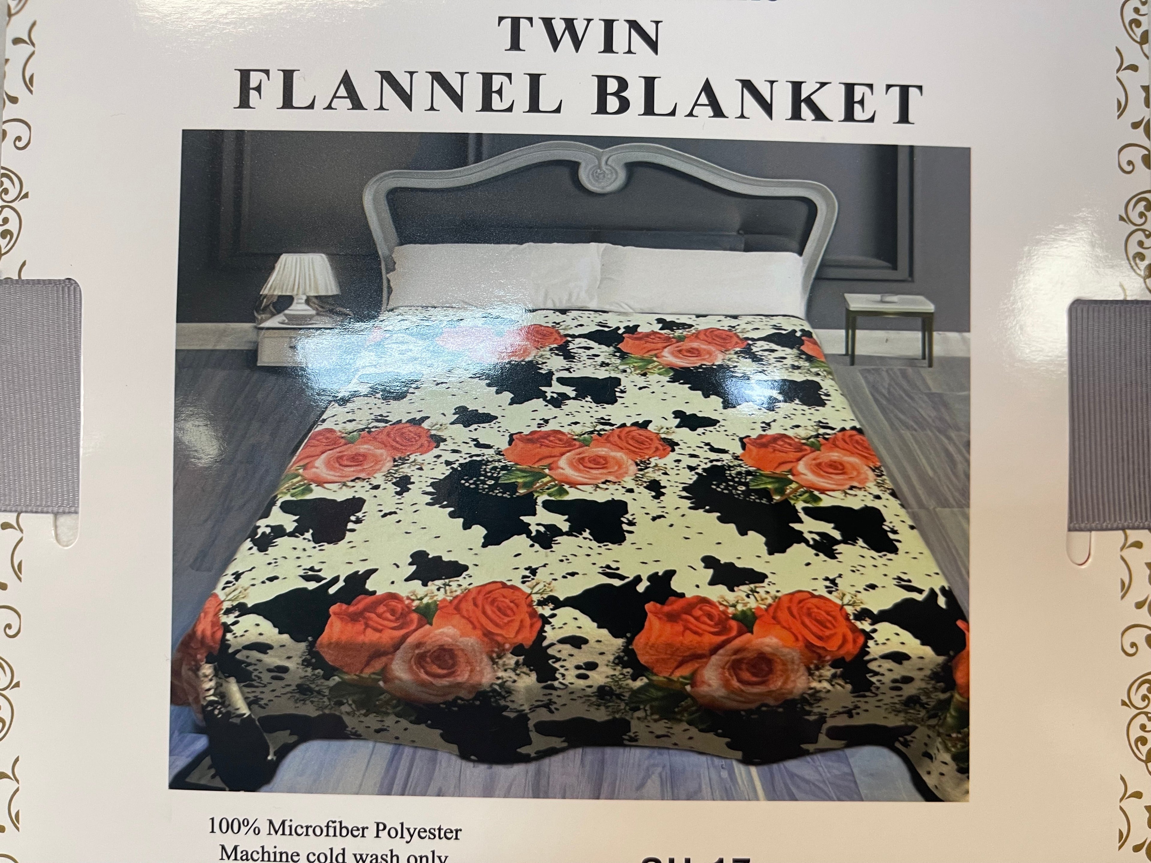 Cow Rose Twin Blanket