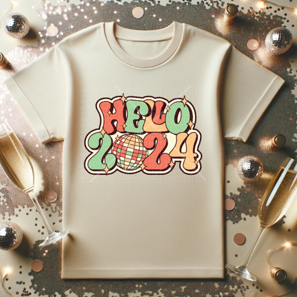 Hello 2024 Retro T-Shirt or Crewneck Sweatshirt