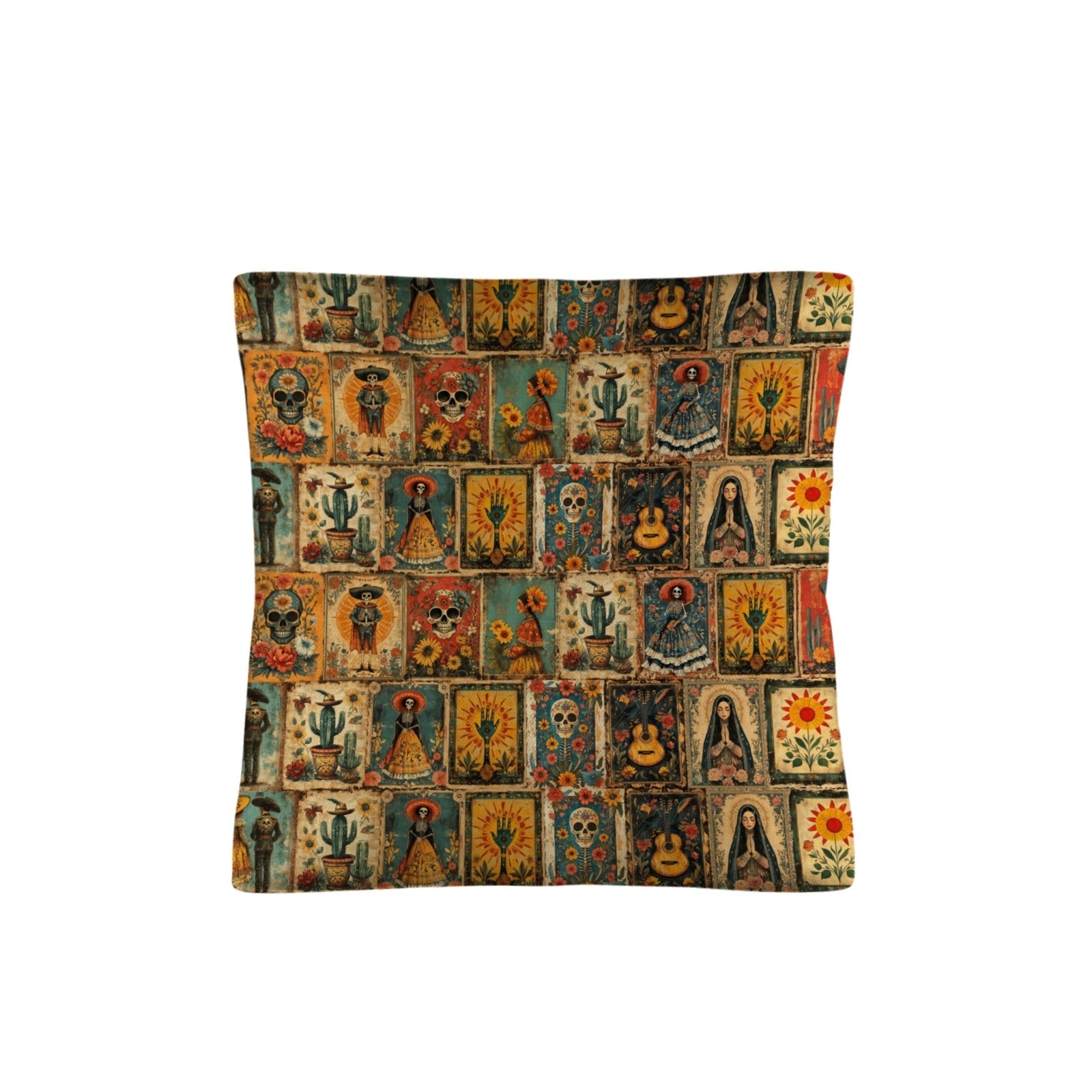 Colores de Mexico Dia de los Muertes Pillow Case Made in America