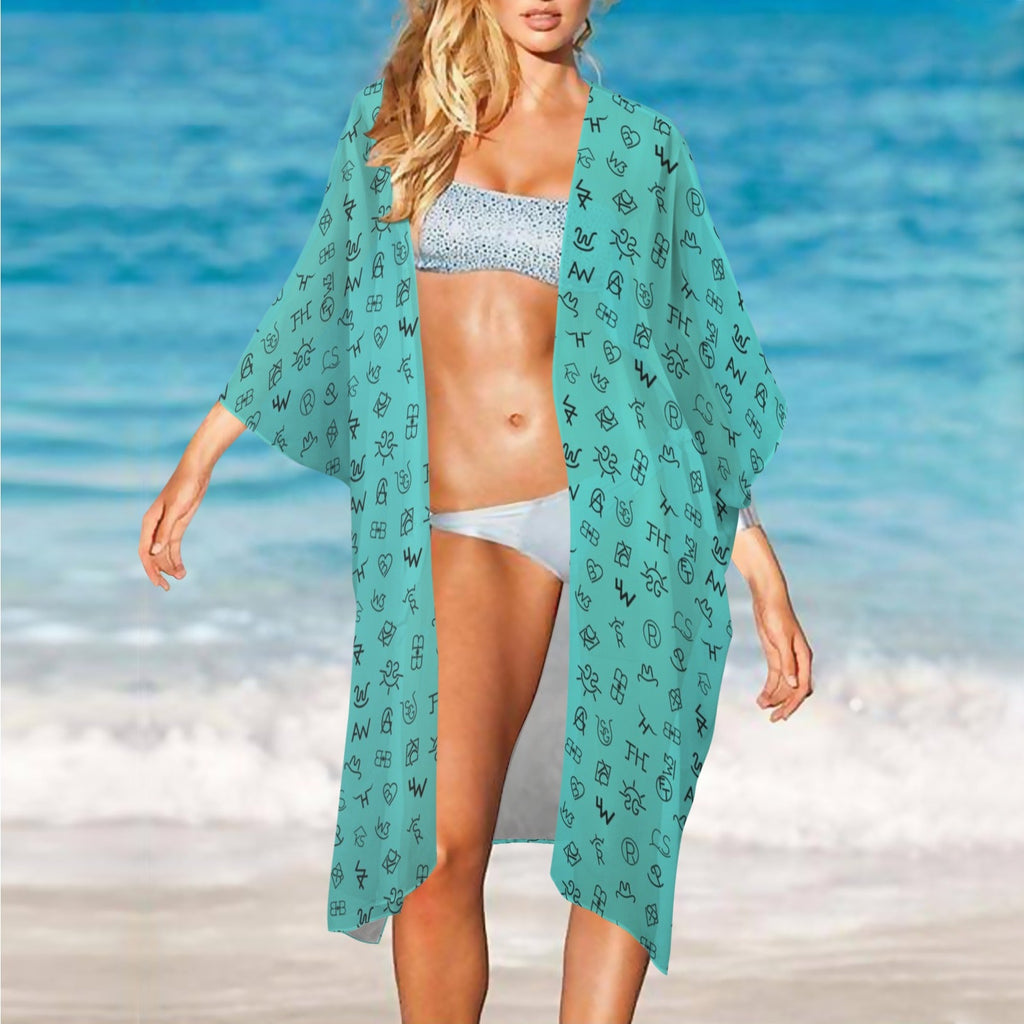 Turquoise Brands Duster Kimono Coverup