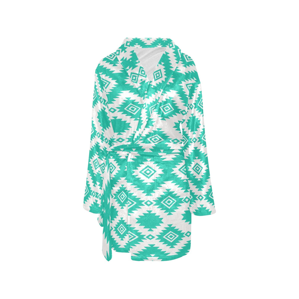 Turquoise Aztec Women's Western Bath Robe