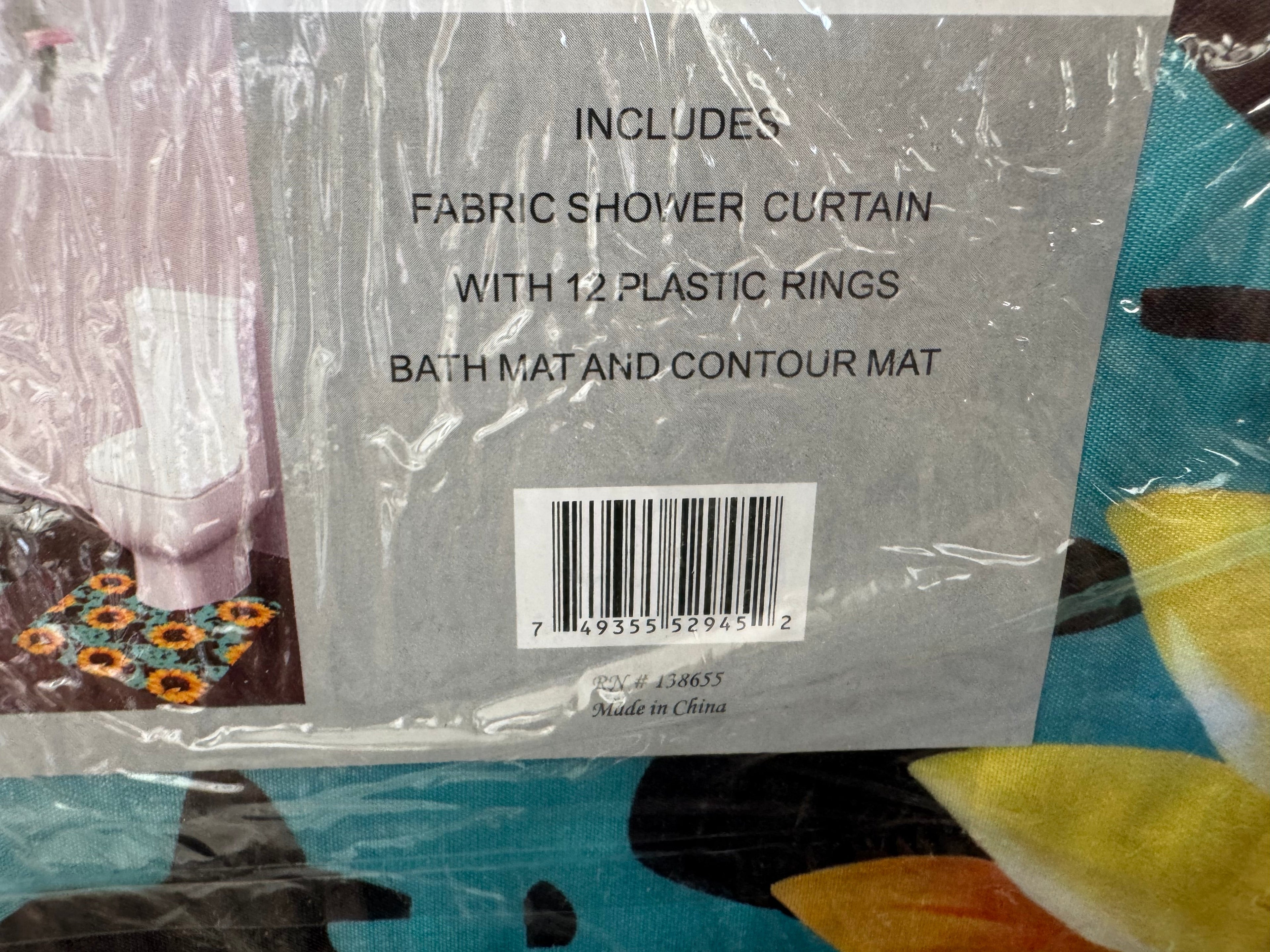 Turquoise Cow Print Sunflower 15 Piece Bathroom Set