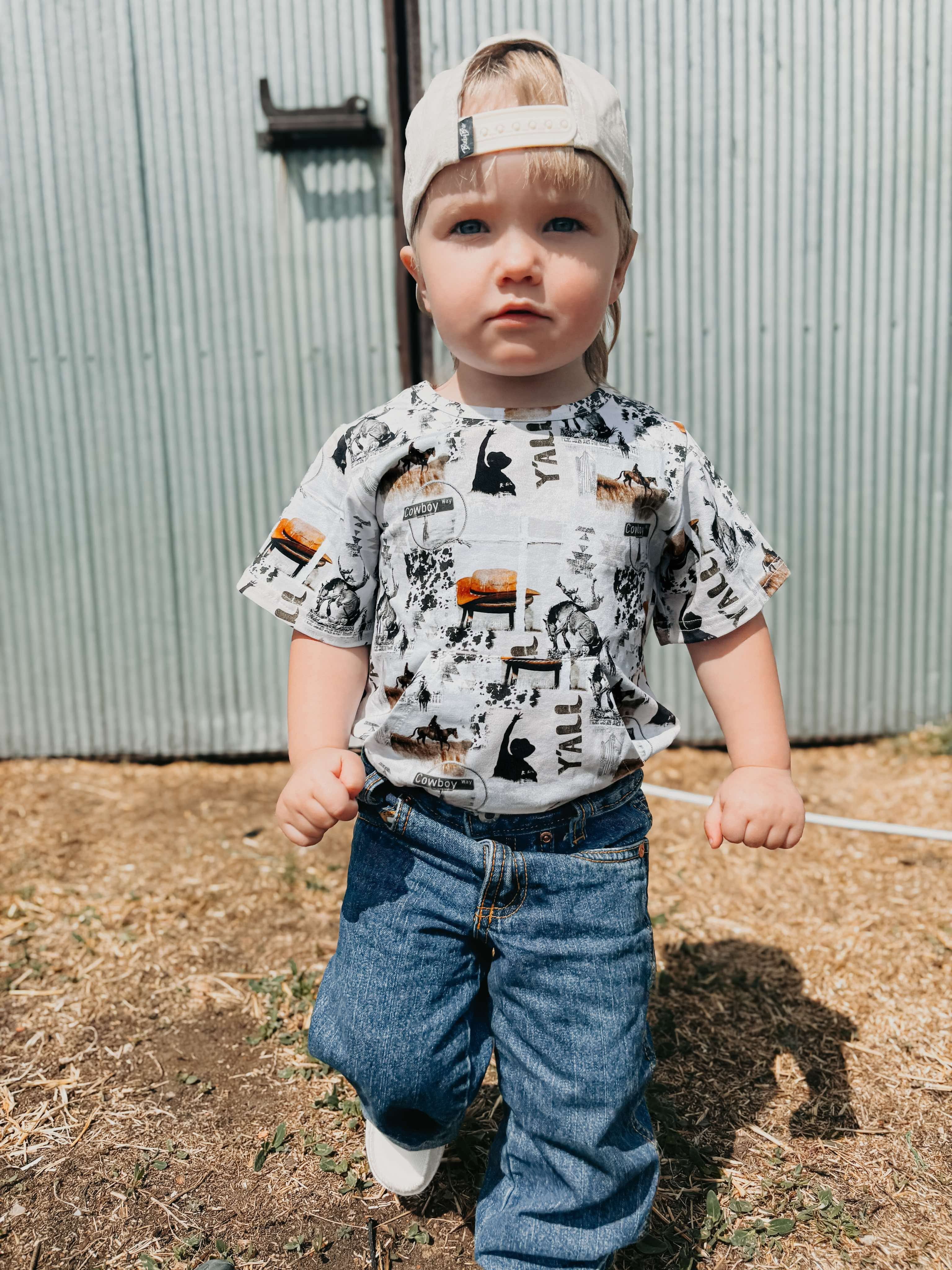 Cowboy Collage Bubble Romper