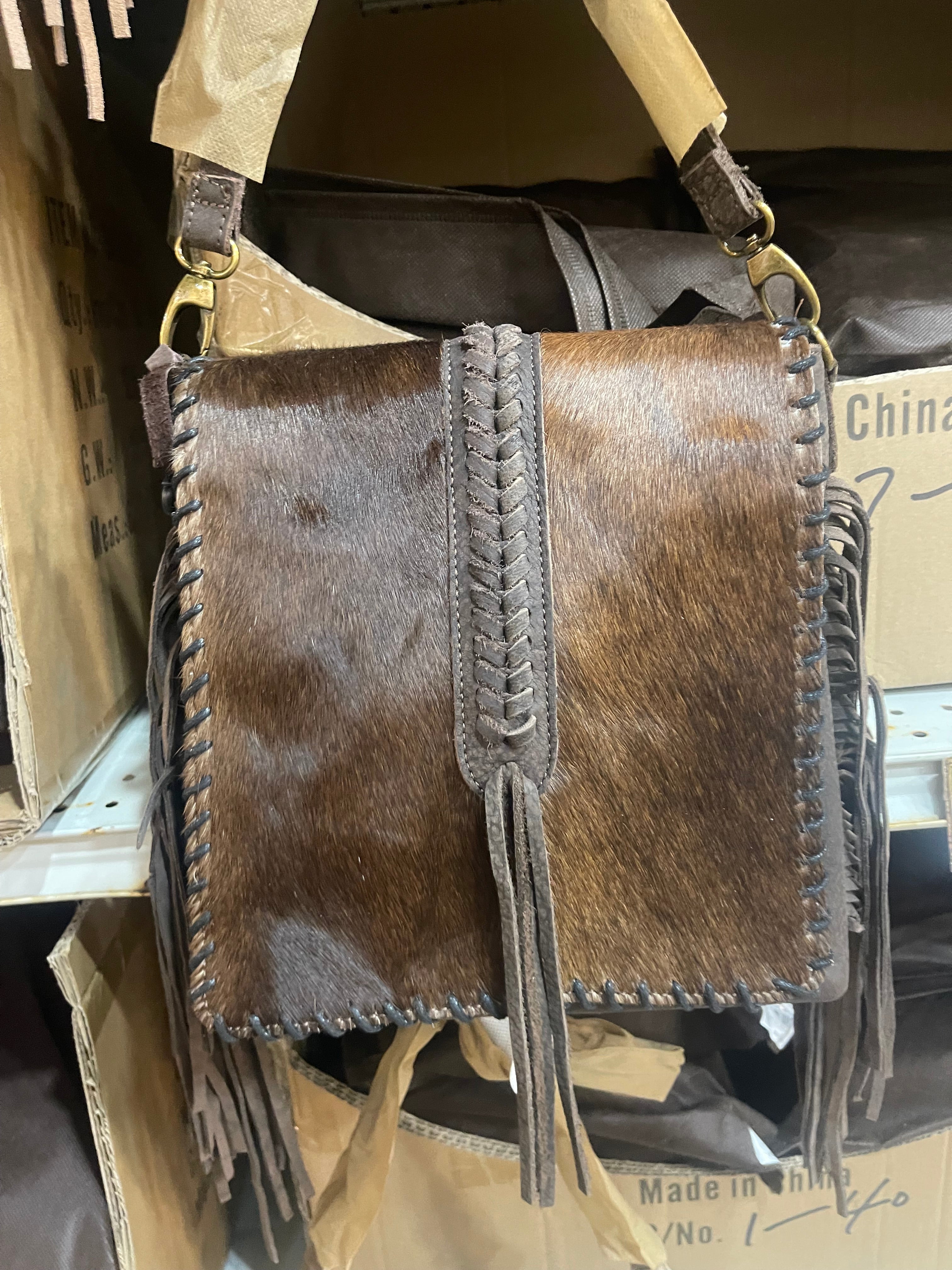 Braided Cowhide Crossbody Purse