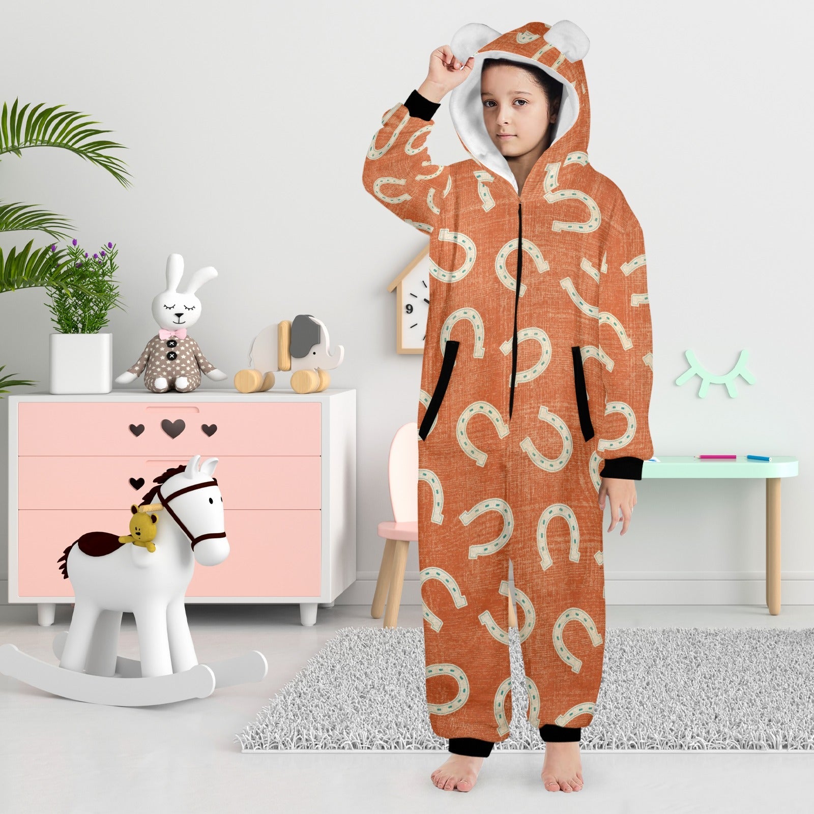 Rodeo Horseshoe Big Kid Onesie Hooded Pajamas