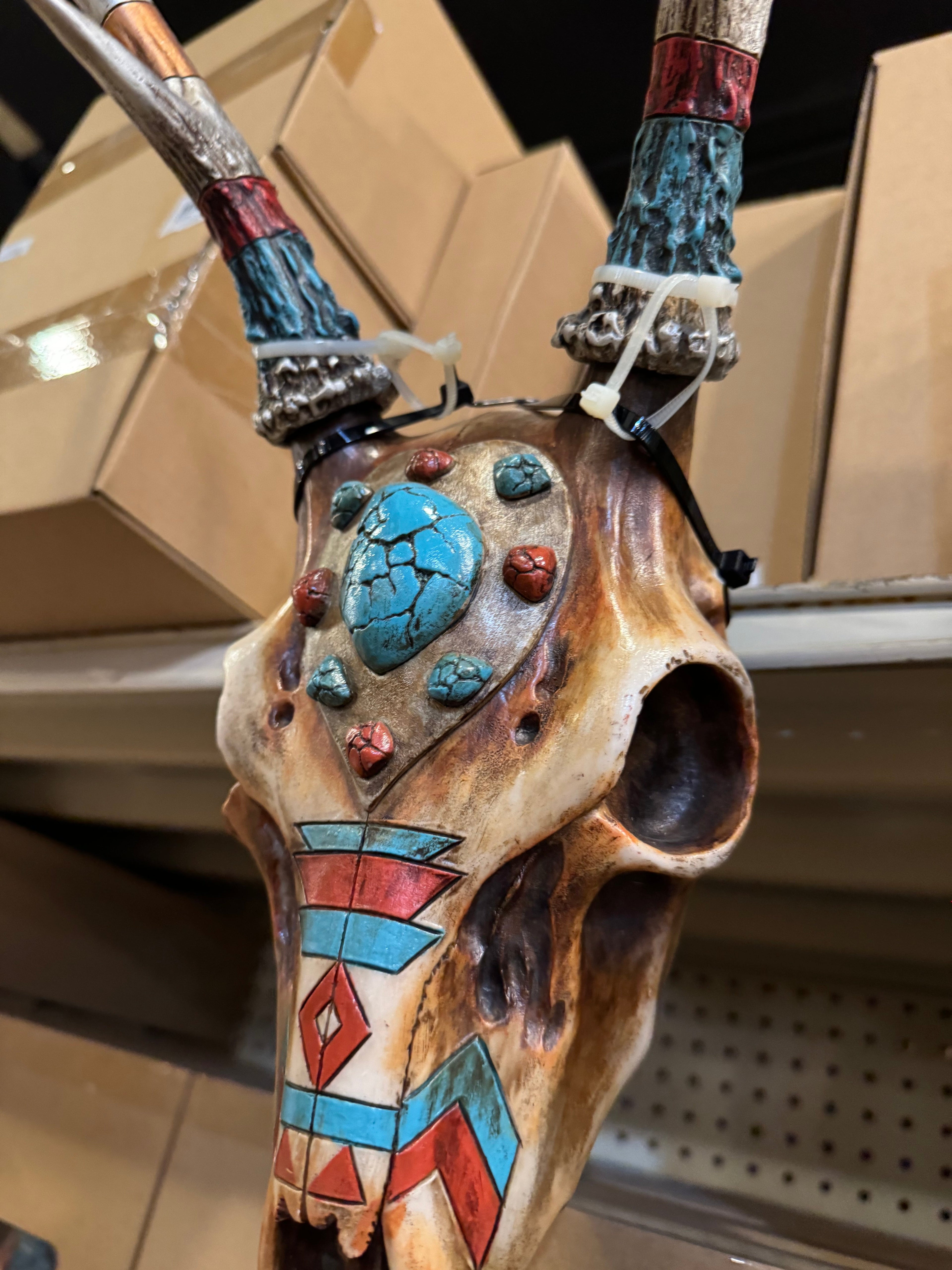 Aztec Deer Turquoise Cowskull