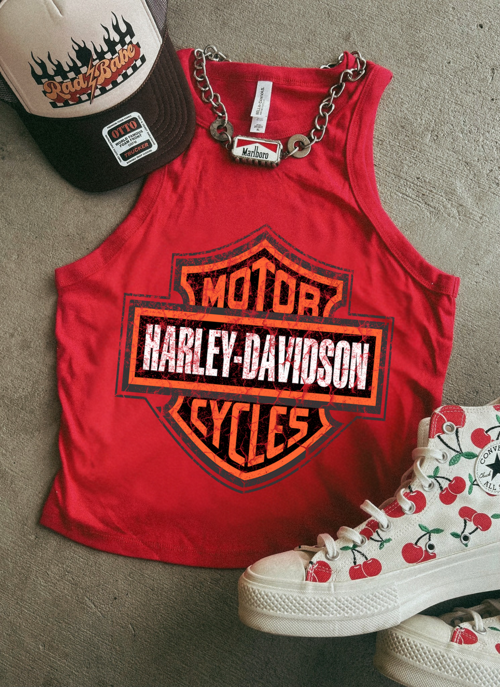 Distressed HD Ribbed Racer Tank