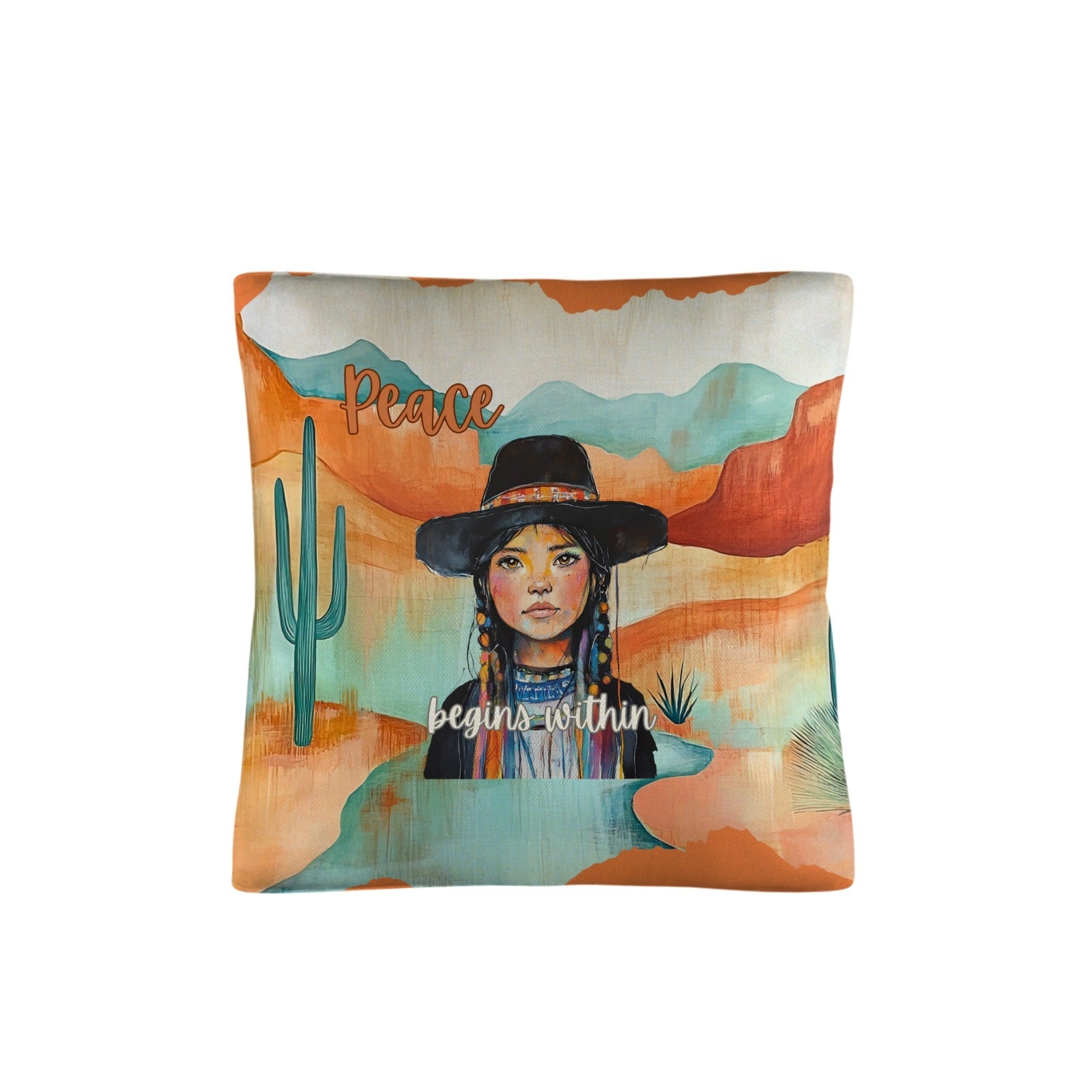 Native Peace Begins Within Throw Pillow Case Made in America