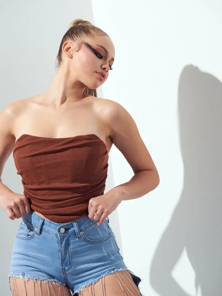 Mocha Ribbed Corset Top