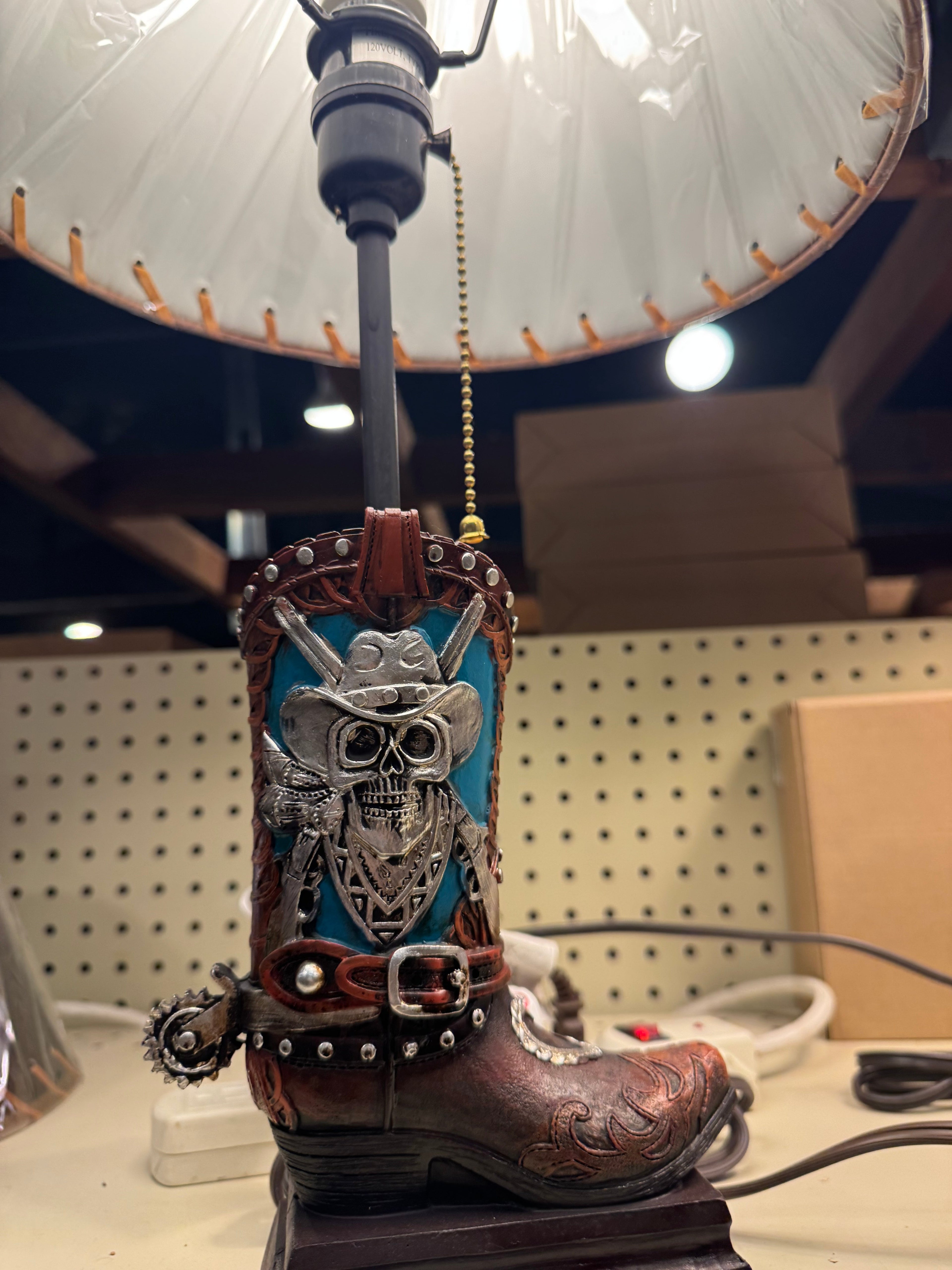 RA7375 Blue Skull Cowboy Boot Lamp