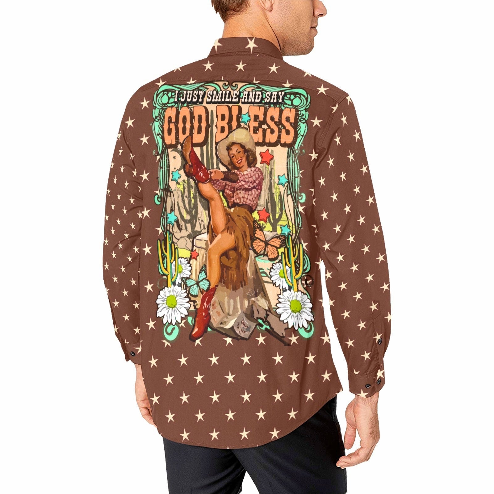 Cowgirl Says God Bless Western Button Up Shirt