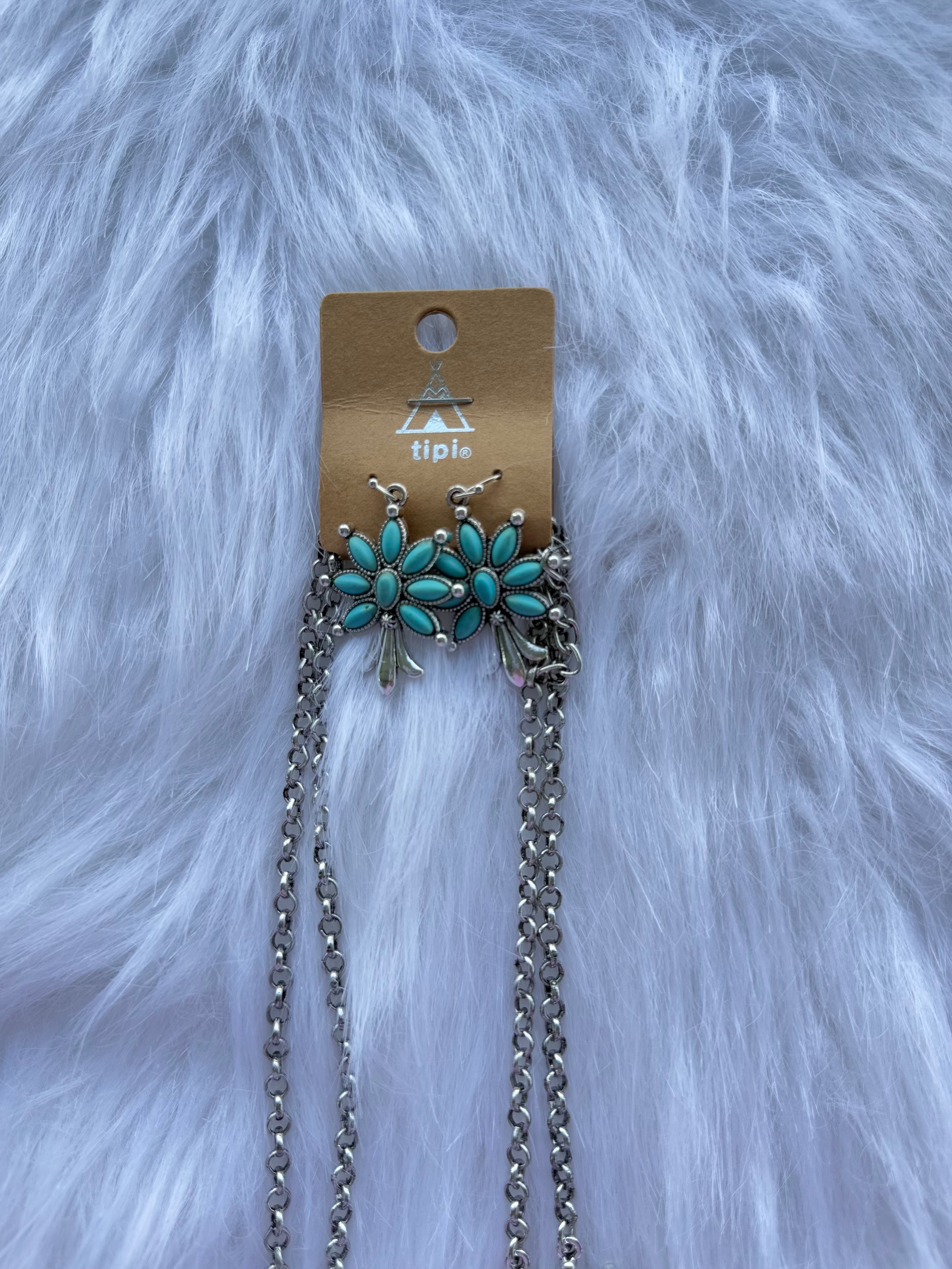 Squash blossom necklace and earring set