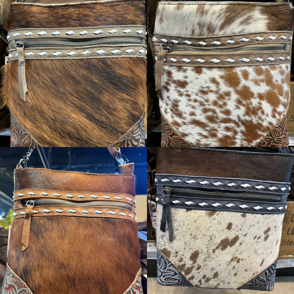 Front Zip Cowhide Tooled Purse BA2828