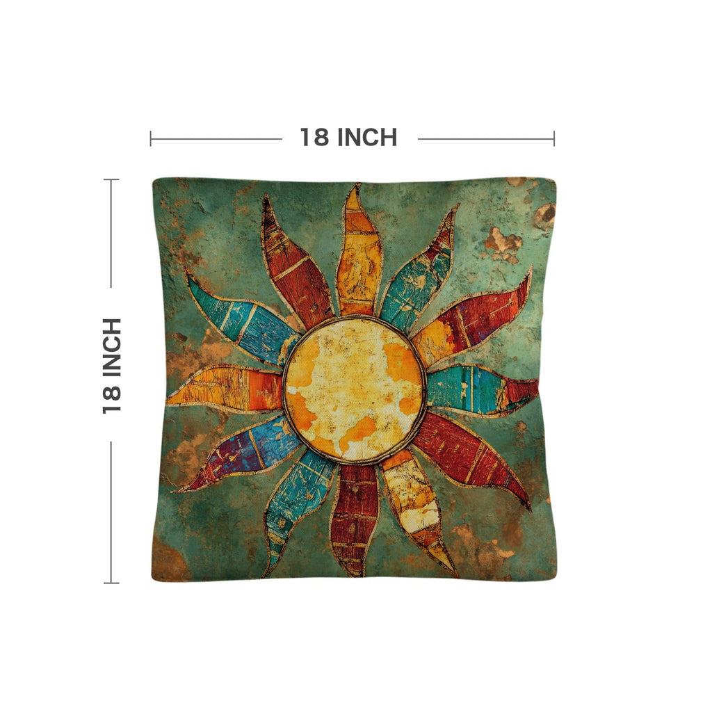 Colores de Mexico Sun Face Throw Pillow Case Made in America
