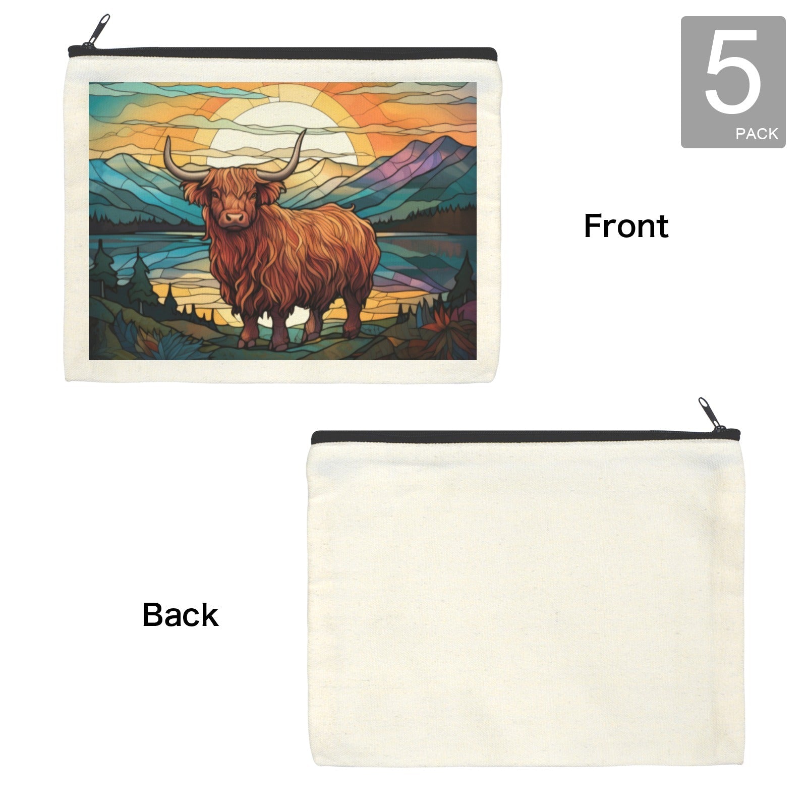 Stained GlasHighland Cosmetic Bag Pack of 5 Made in America