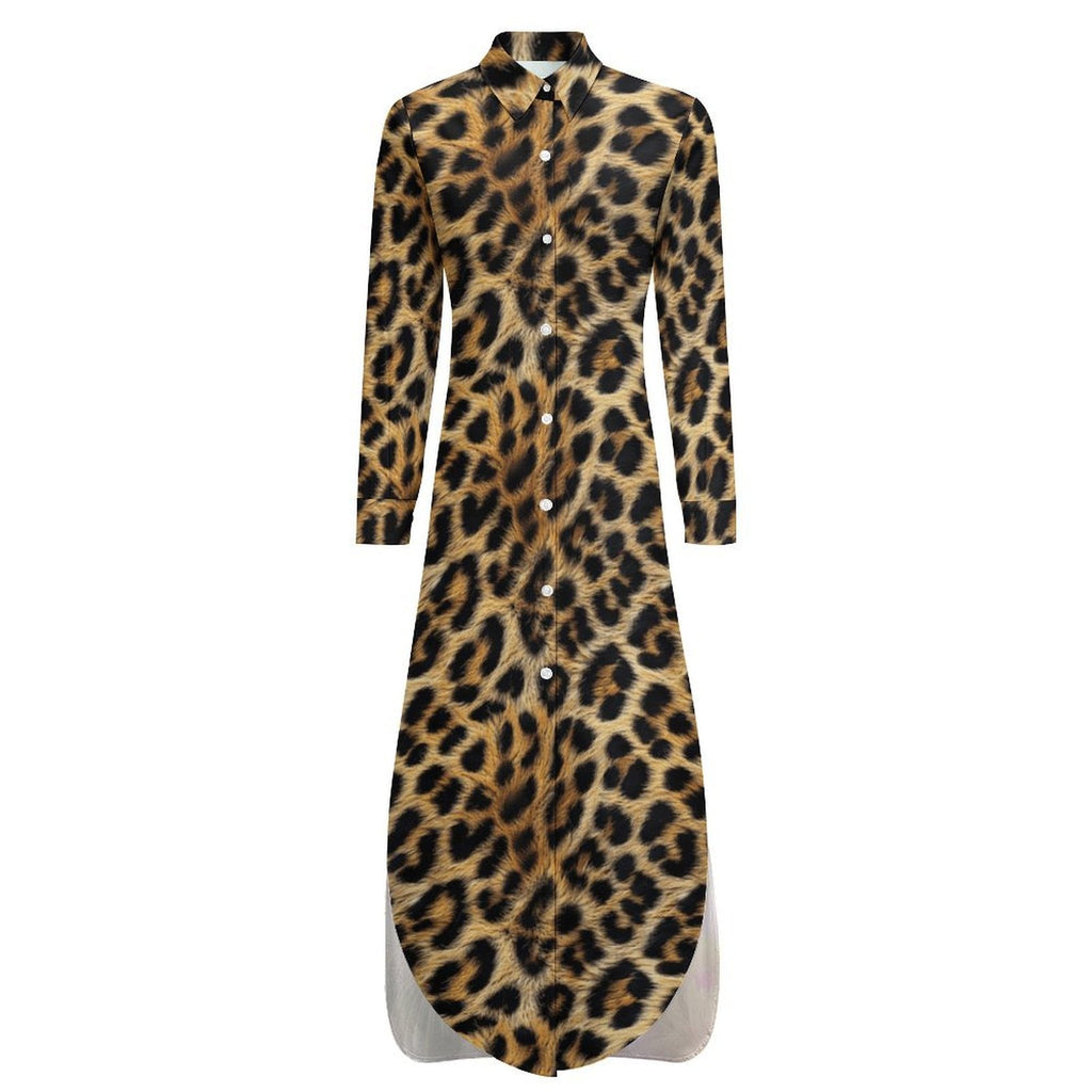 Baha Ranch Retro Pop Western Leopard Desert Shirt Dress Duster