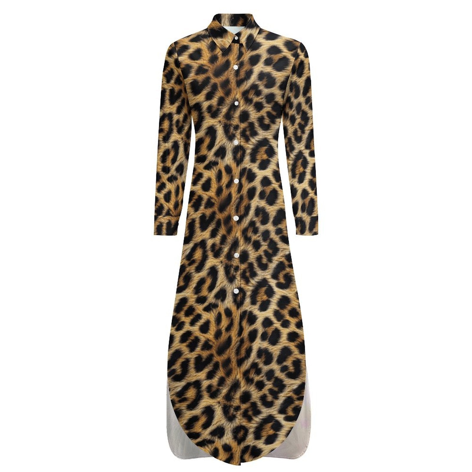 Baha Ranch Retro Pop Western Leopard Desert Shirt Dress Duster