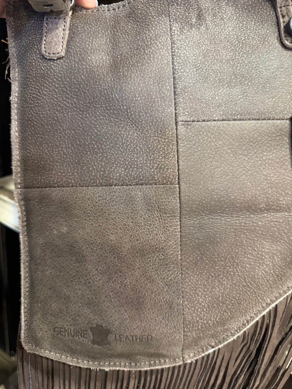 BA2143 Cowhide Fringe Studded Crossbody Purse