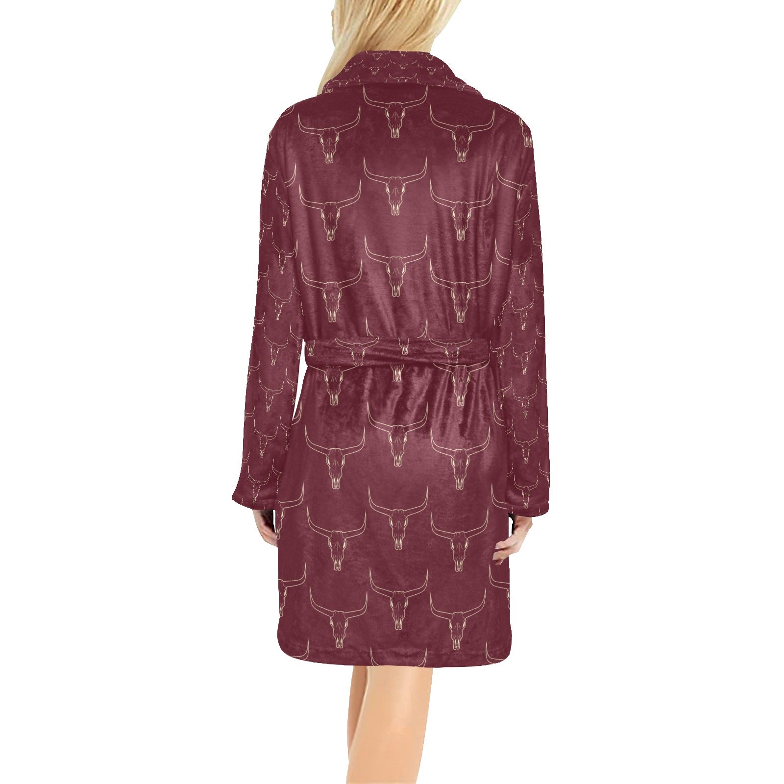 Burgundy Longhorn Women's Western Bath Robe