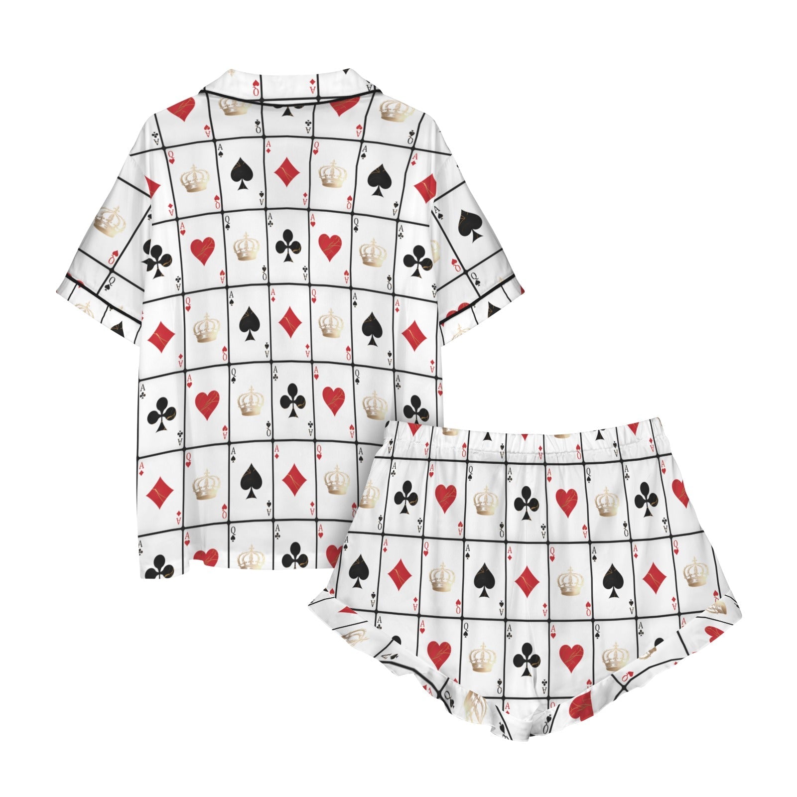Vegas Gambling Satin Ruffle Pajama Set
