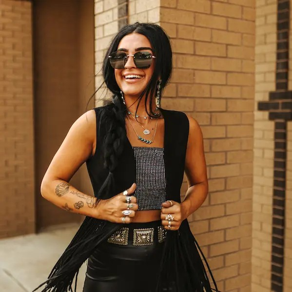 Black Suede Short Fringe Vest