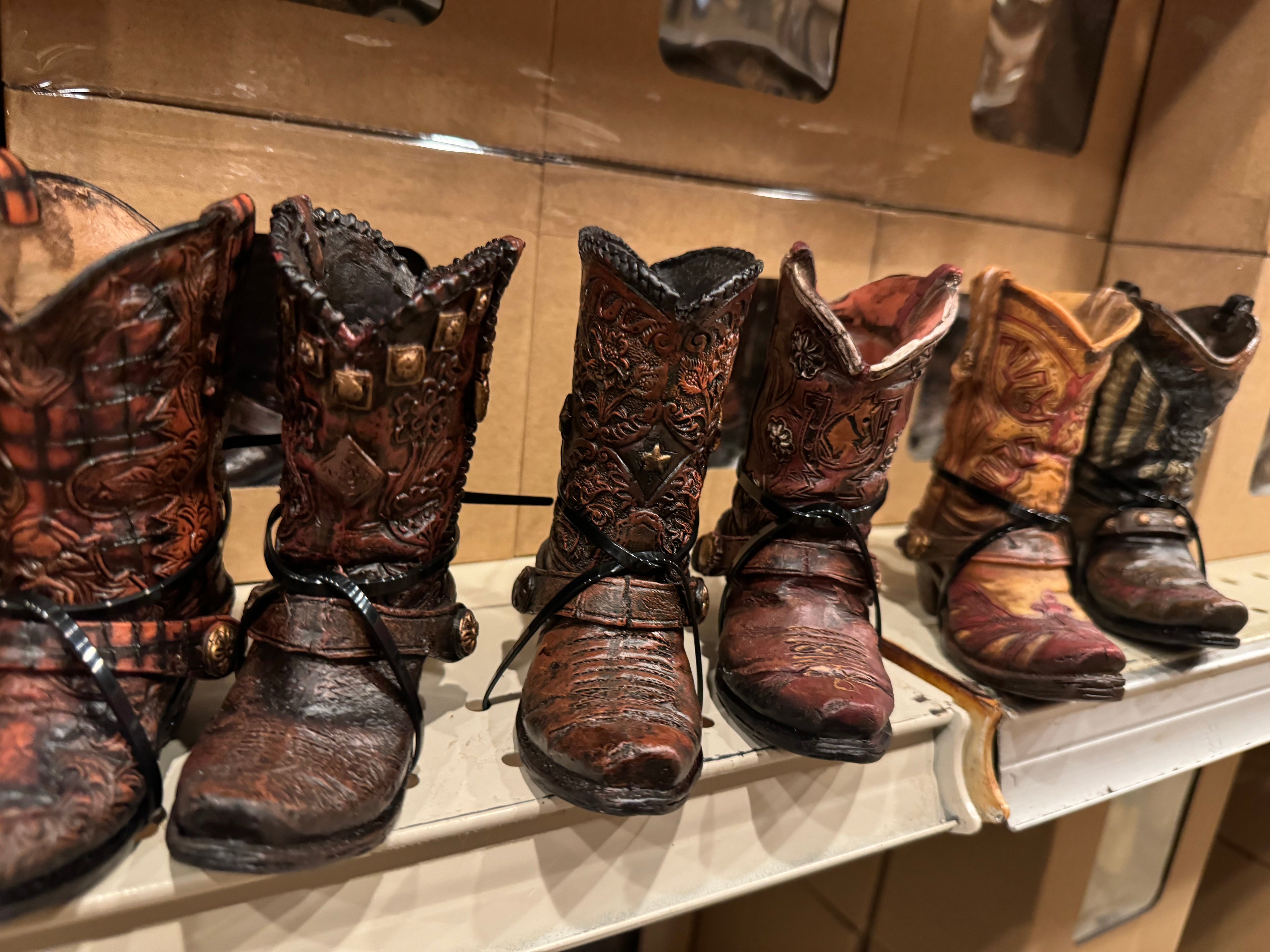 Set of 6 Western Boot Vases