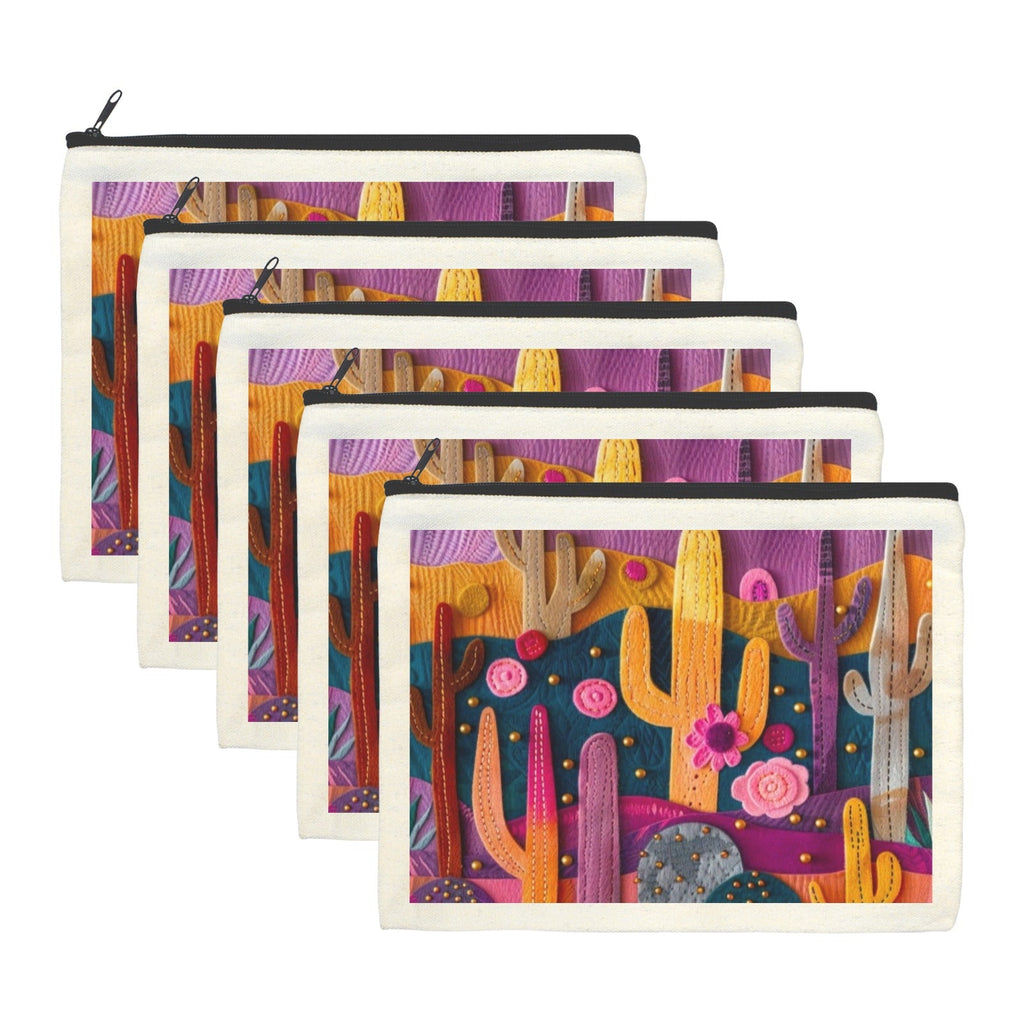 Printed Cactus Cosmetic Bag Pack of 5 Made in America