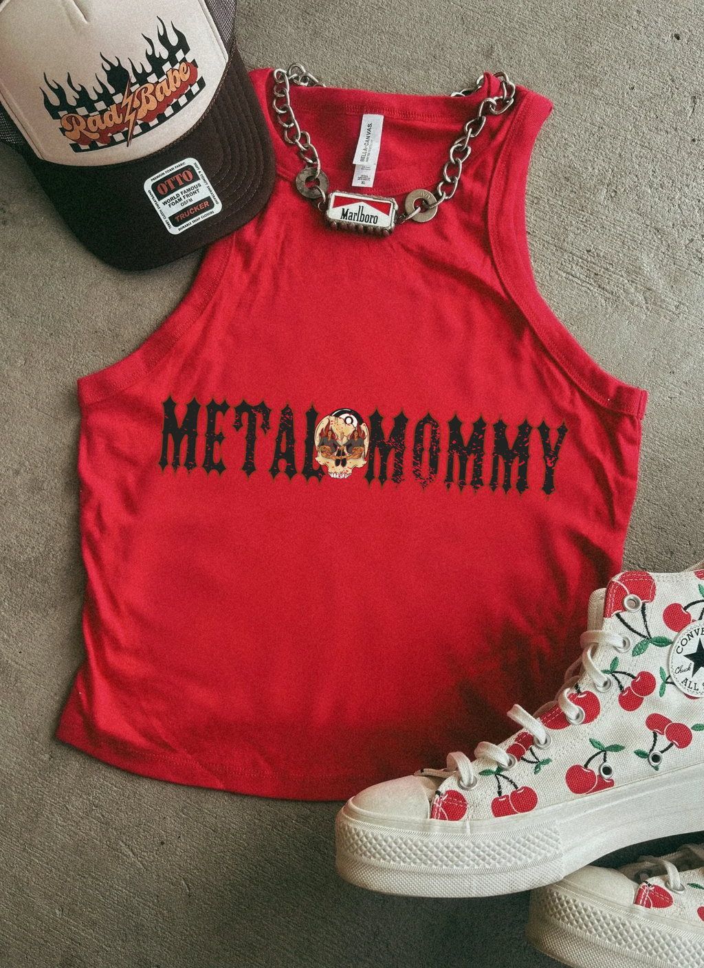 Metal mommy Garage Ribbed Racer Tank