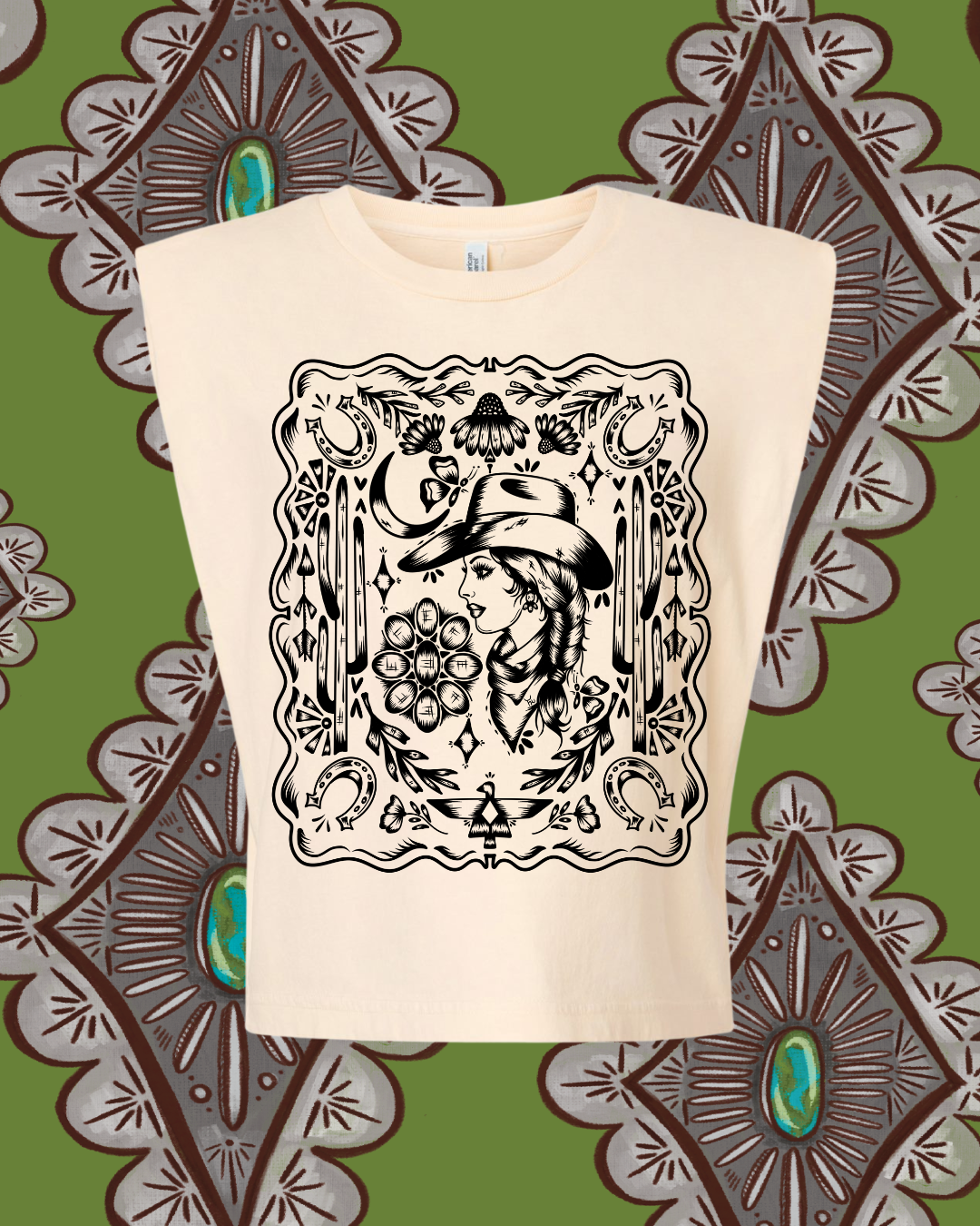 Cowgal Suzzie Muscle Tee Cream