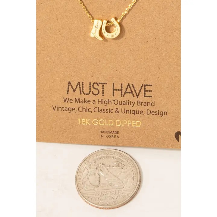 Gold Dipped Cowboy Charm Necklace