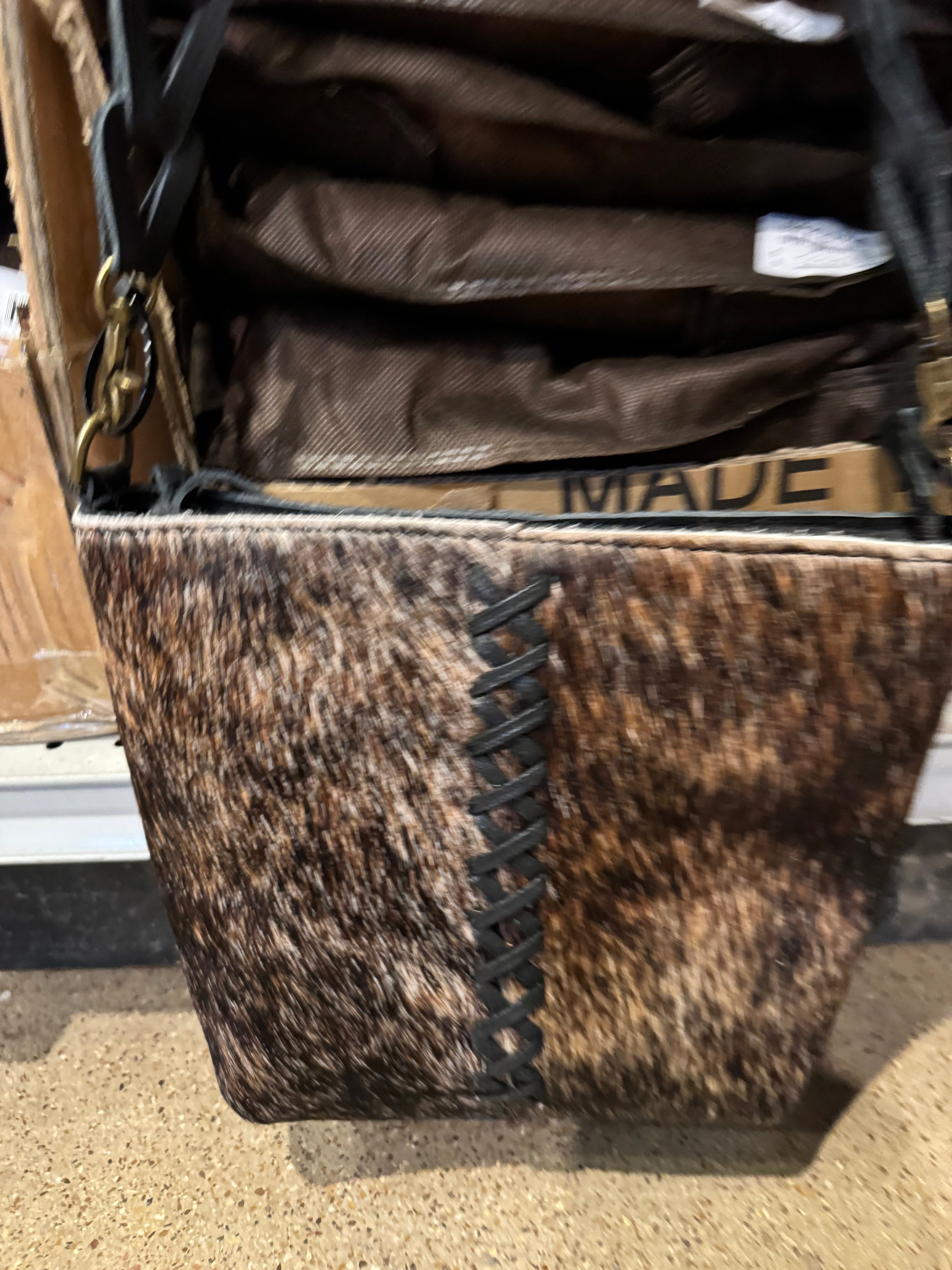 BA2117 X Stitched Crossbody Cowhide Purse