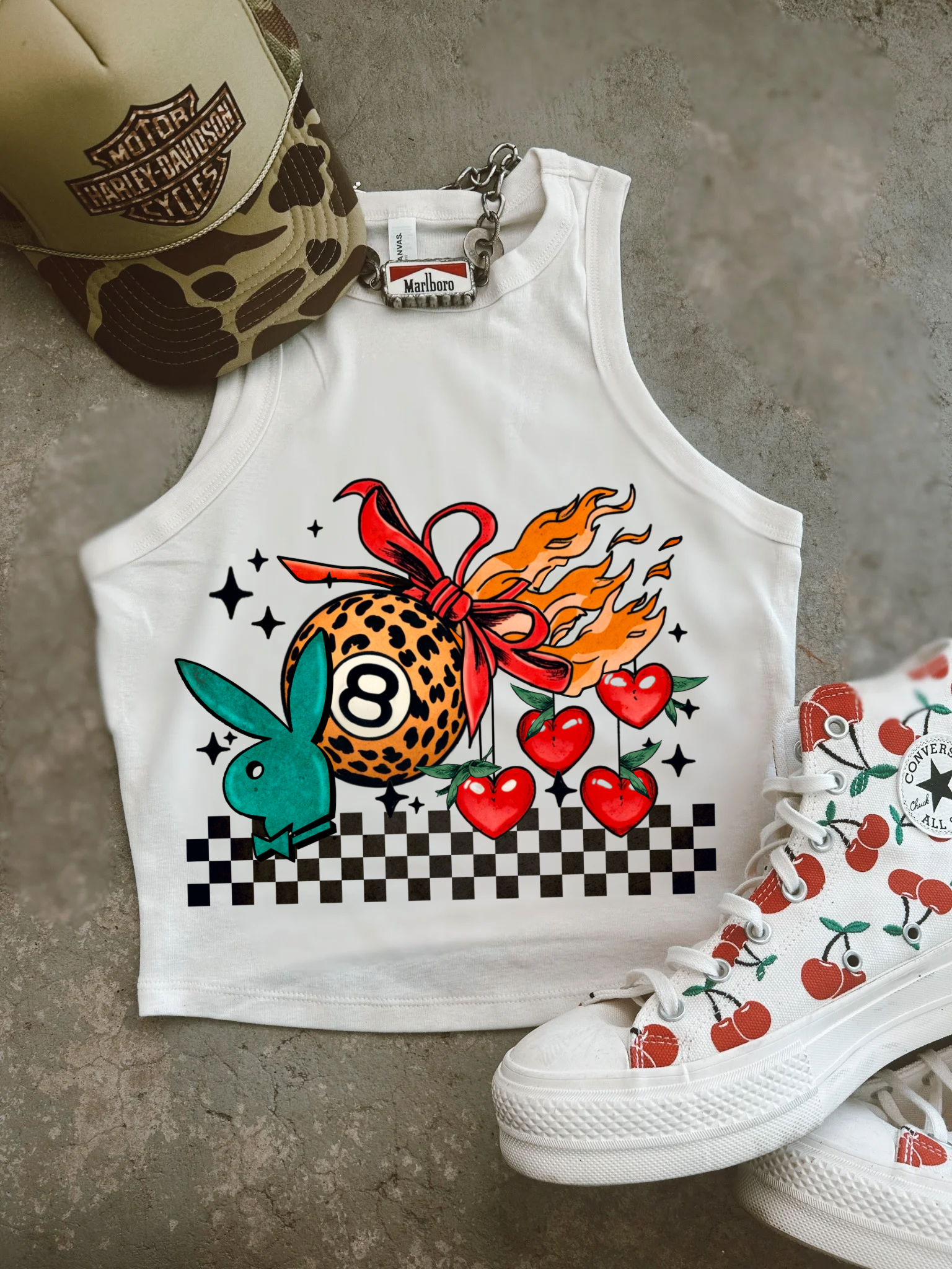 Cherry PB Ribbed Racer Tank