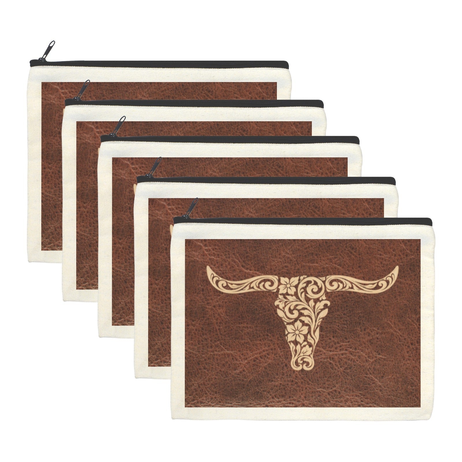 Tooled Longhorn Set of 5 bags Cosmetic Bag Made in America