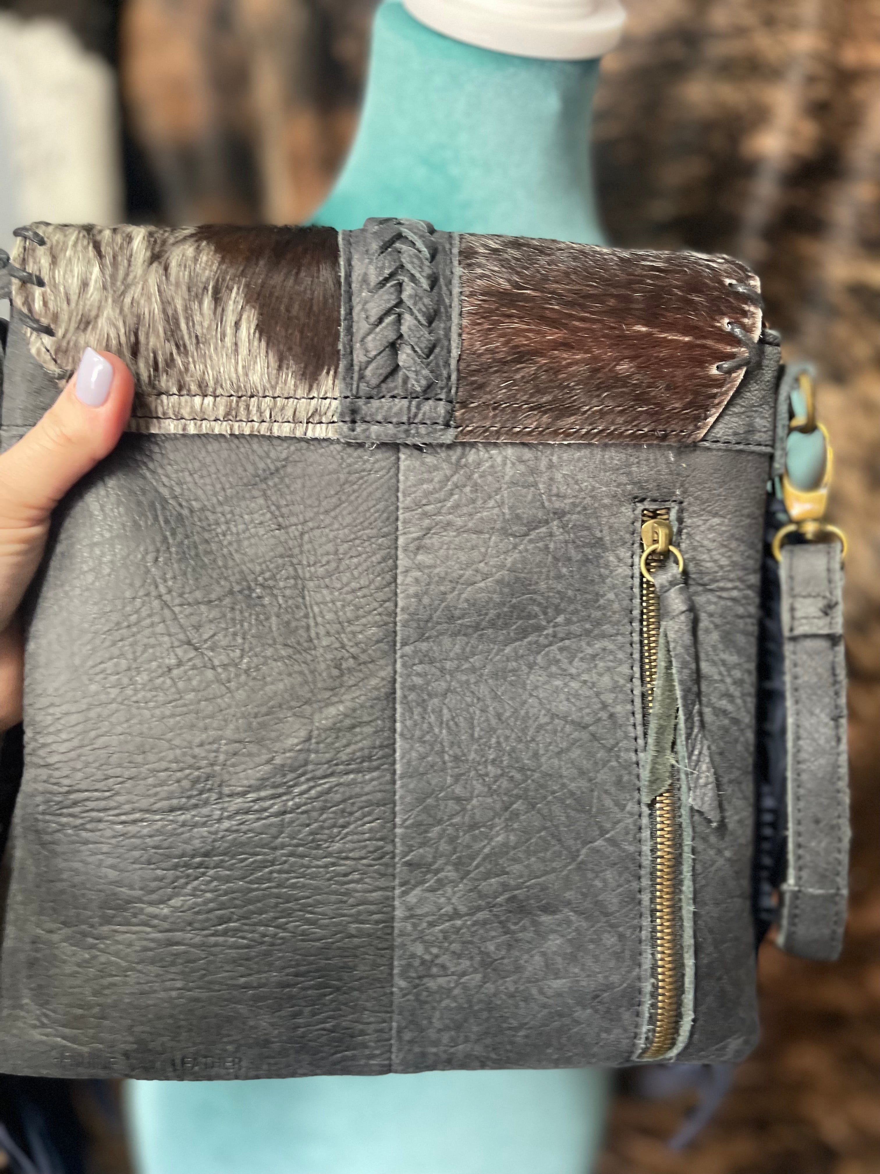 Braided Cowhide Crossbody Purse