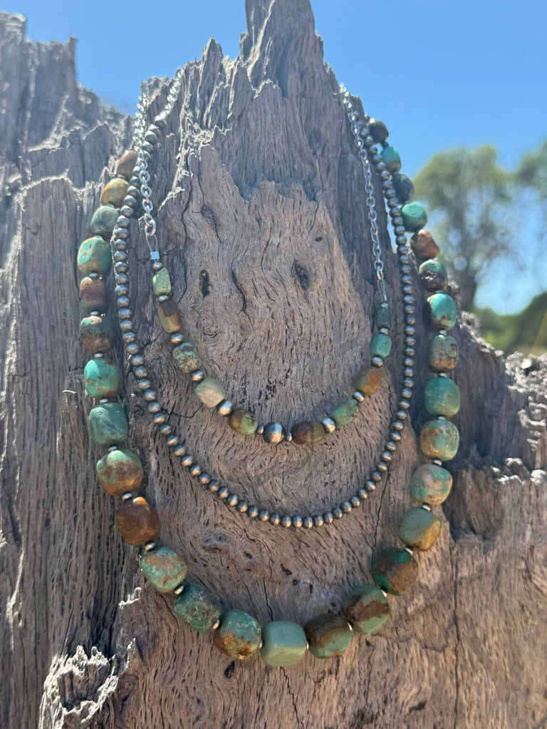 Sage Canyon Stone Beaded Chain Necklace