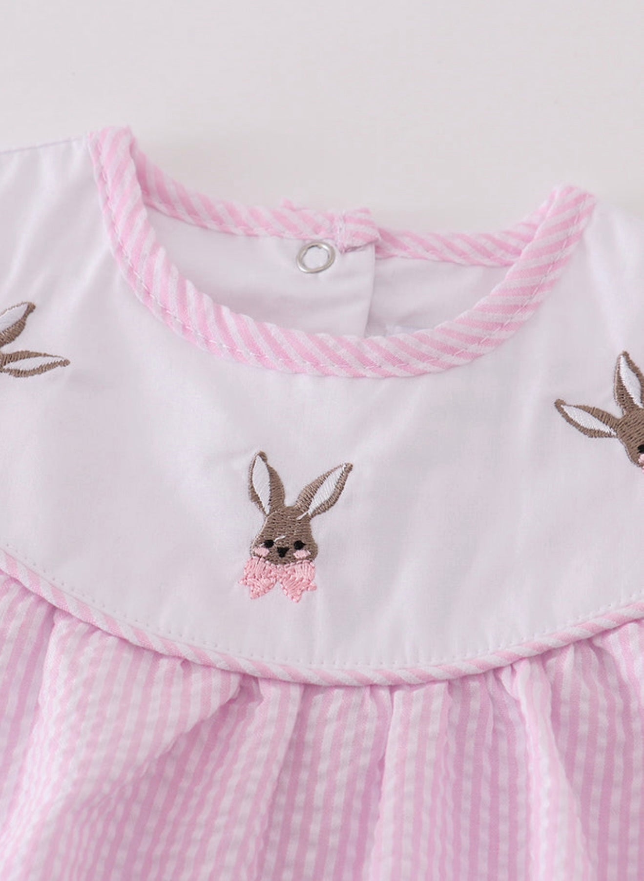Pink Stripe Bunny Smocked Bubble Romper