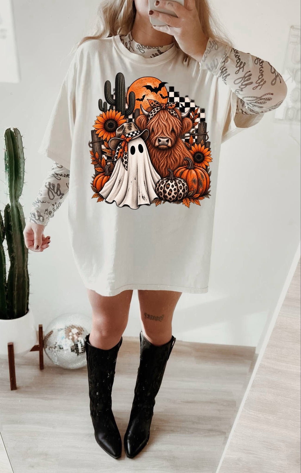Western Ghost & Highland Cow Fall Graphic Tee