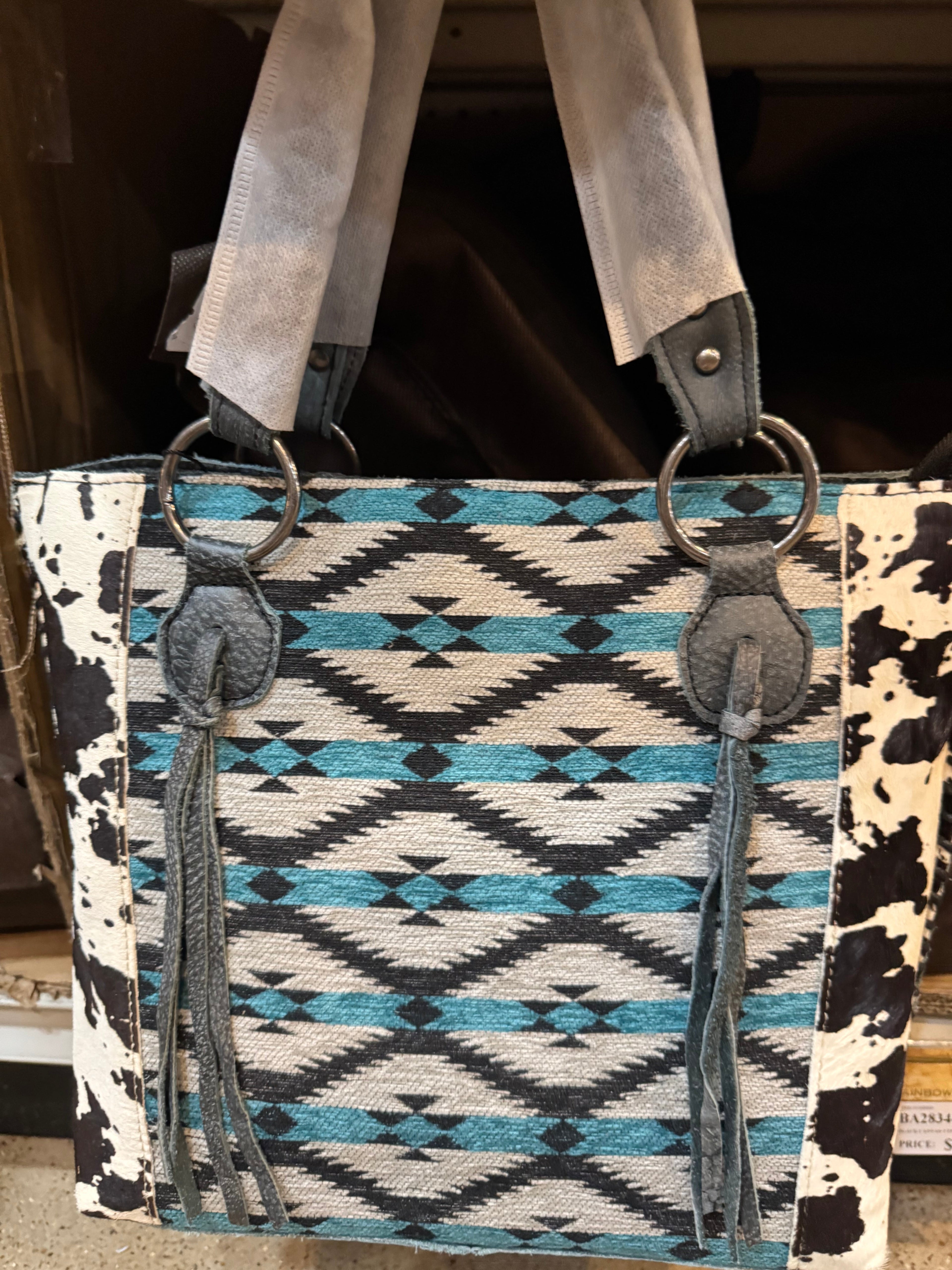 BA2839 Blue Aztec Cowhide Handbag