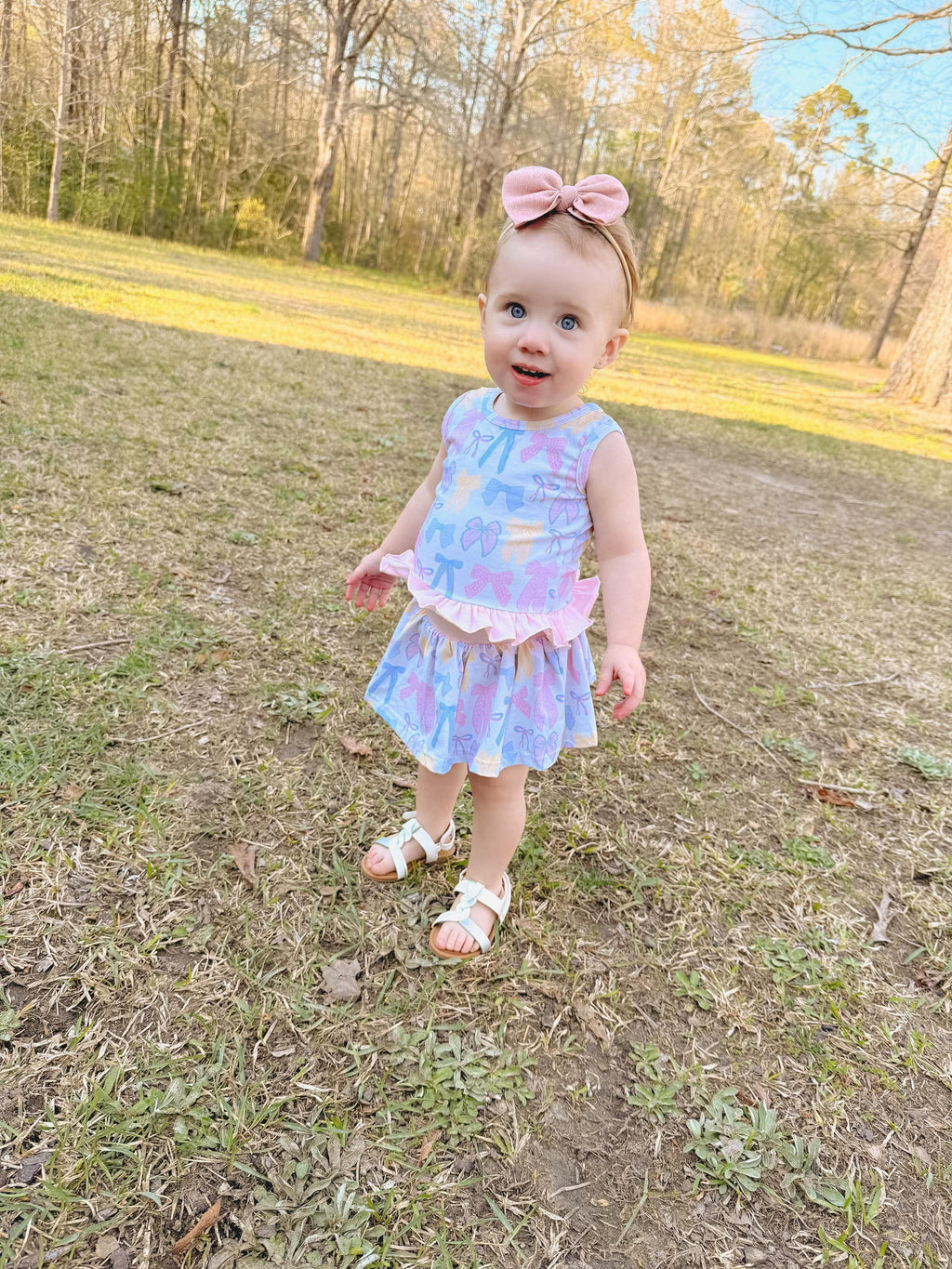Spring Bows Skirted Ruffle Set