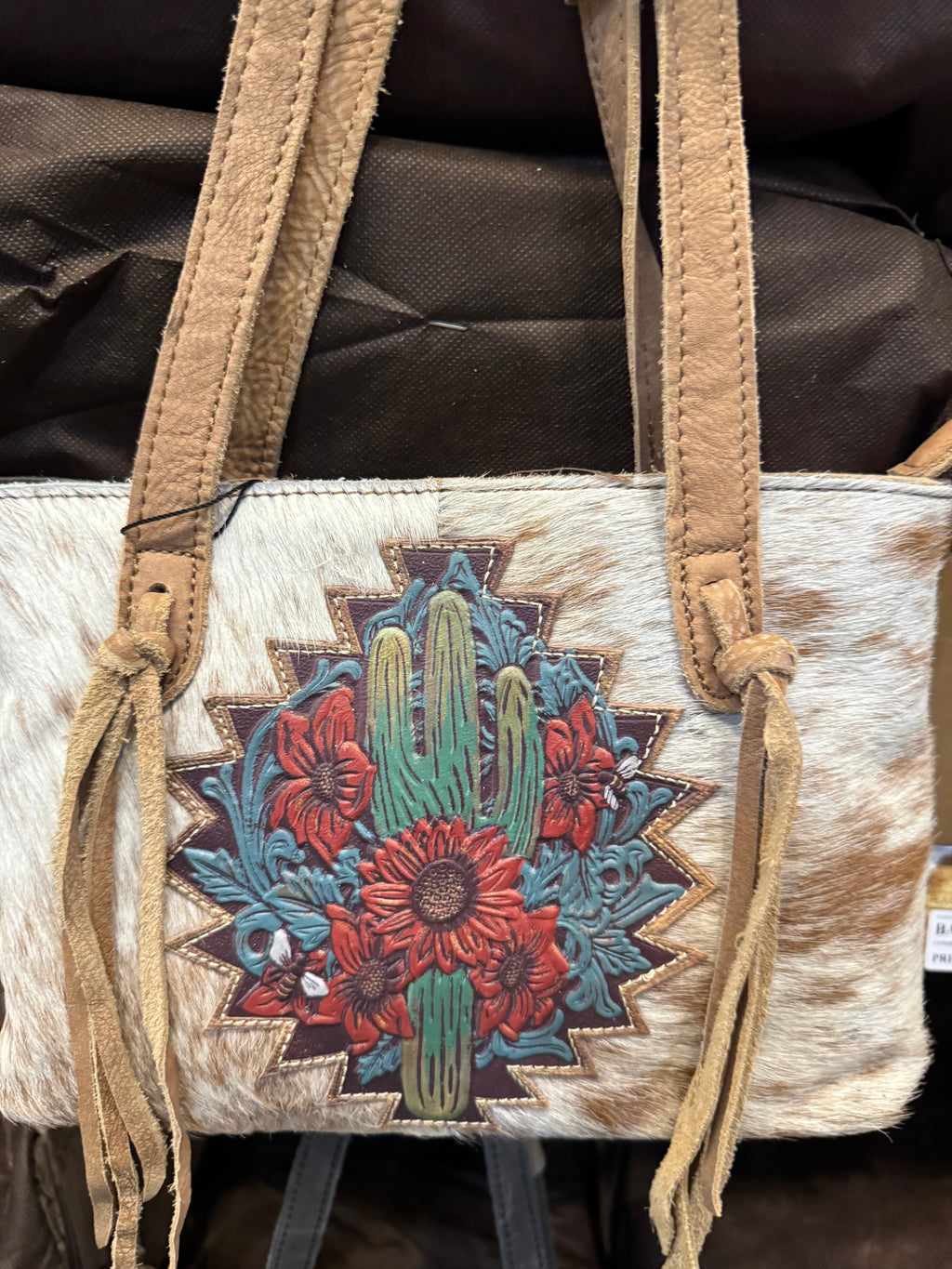 BA2842 Cactus Tooled Leather Cowhide Purse