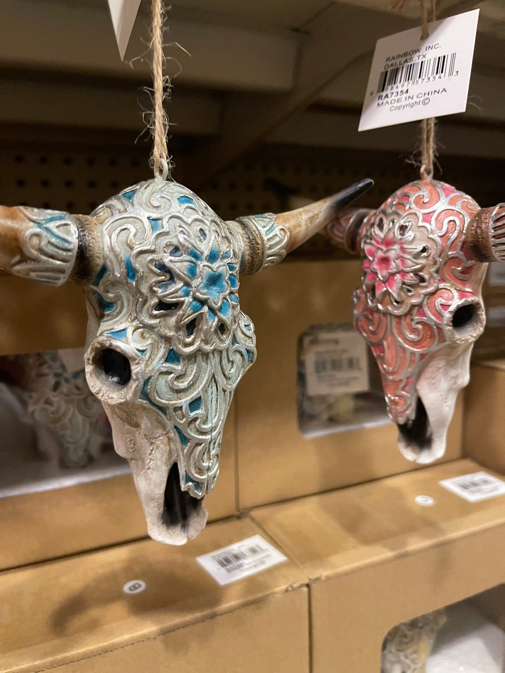 Set of 3 Cowskull Ornament RearView Hangers